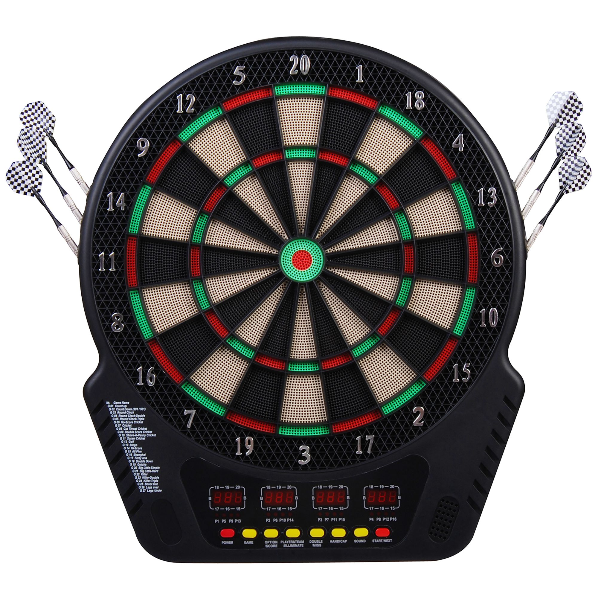 HOMCOM elektronische Dartscheibe Dartboard mit 6 Darts und 24 Dartköpfen 27 Spiele 243 Trefferoptionen 44 x 51,5 x 3,2 cm für Spaß und Wettkampf Aosom.de