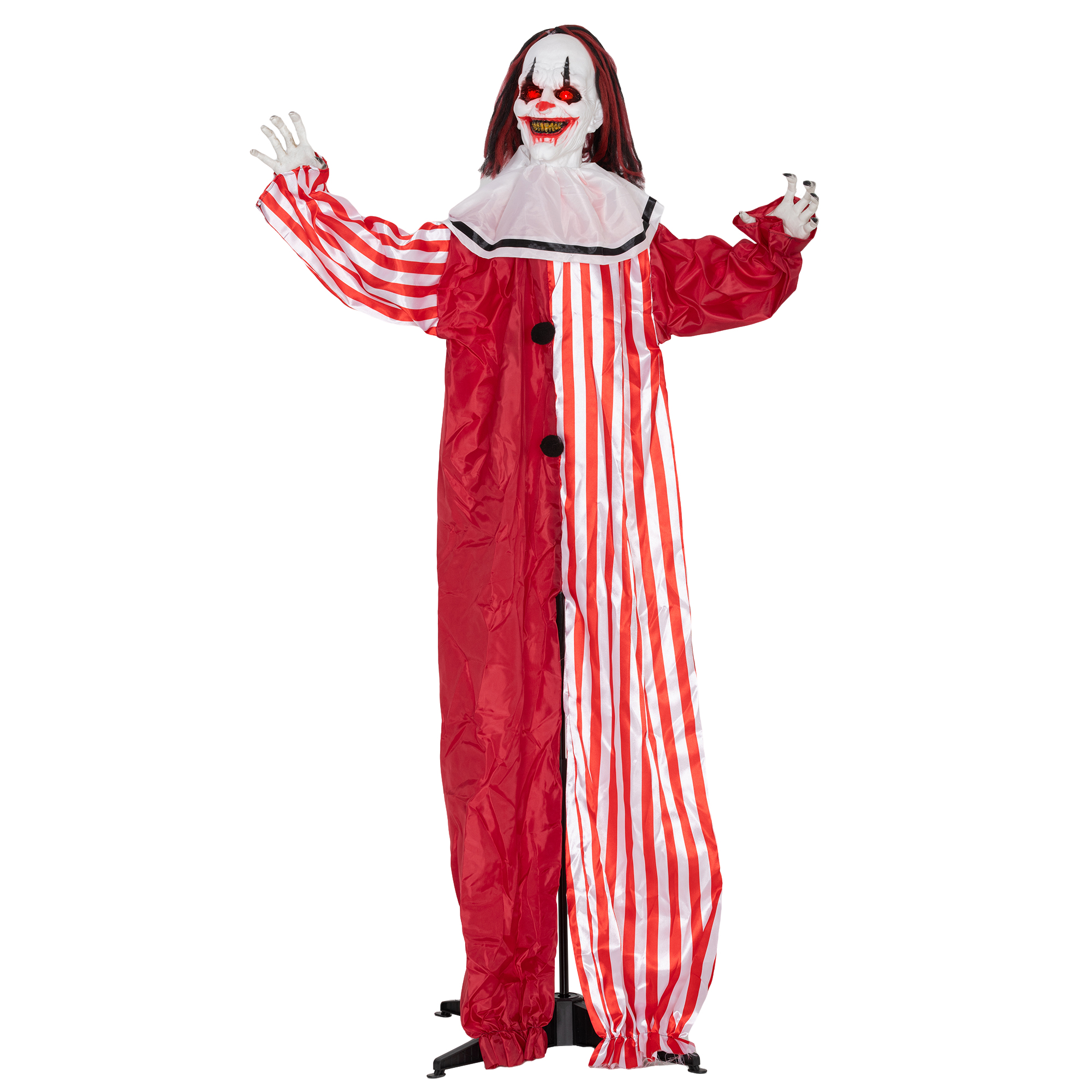 Outsunny 165 cm Halloween Dekoration Halloween Clown mit LED-Lichter, Soundfunktion, Haustür Deko mit verstellbaren Armen, Garten Dekofigur in Lebensgröße für Party Aosom
