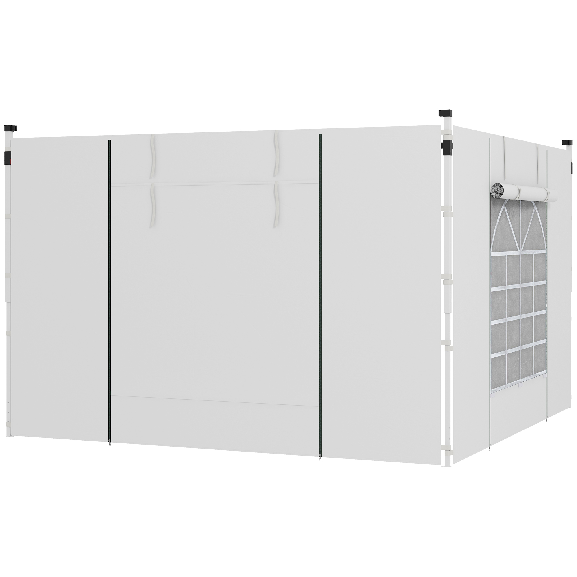 Outsunny Pavillon Seitenteile 2er Set Seitenwände mit Fenster & Tür für 3x3/3x6 m Partyzelt, Oxford, Weiß Aosom