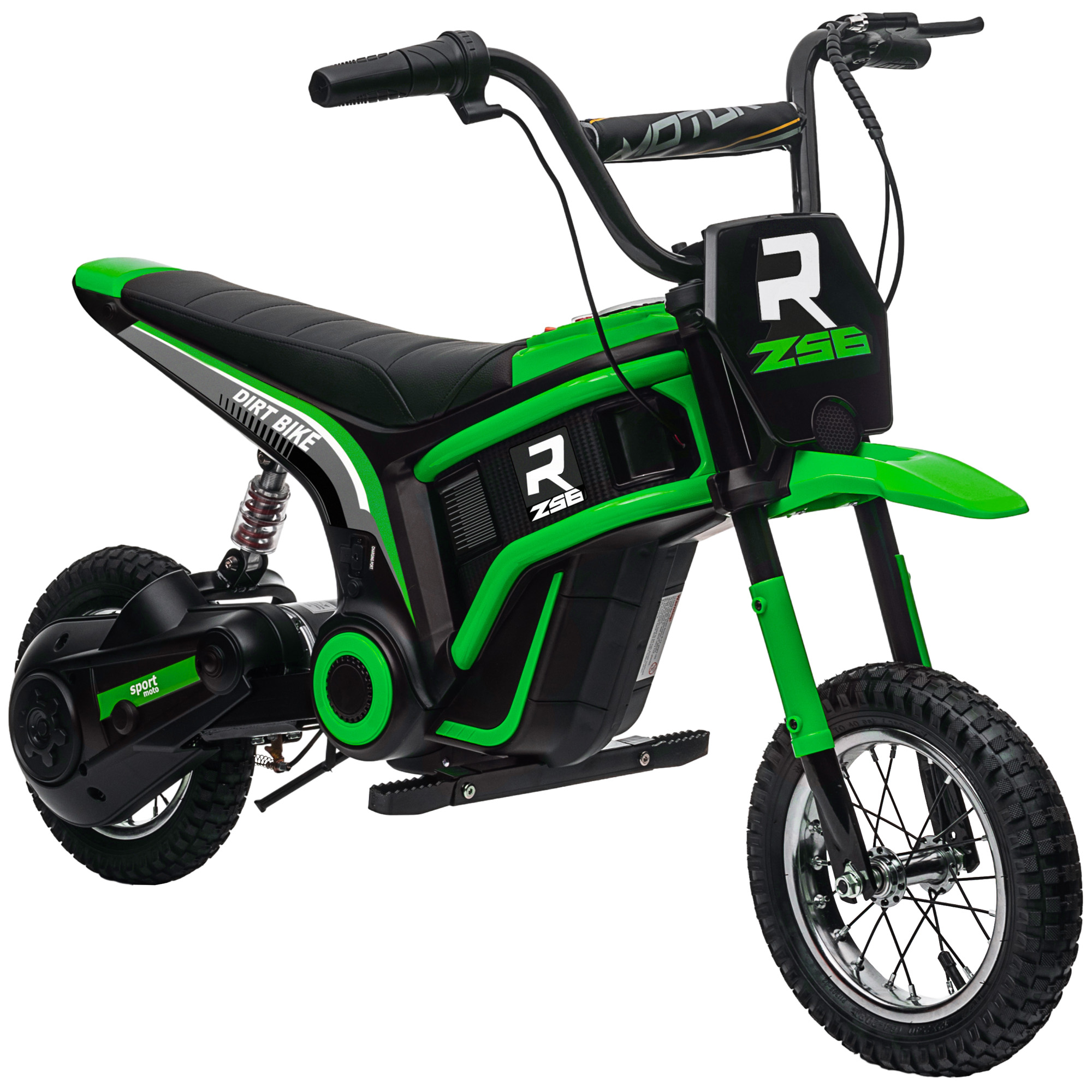 HOMCOM Kinder Elektro Motorrad 12V mit Hupe & Leuchte, 8-16 km/h, Drehgriff-Gashebel, für Kinder 8-12 Jahre, Grün Aosom.de