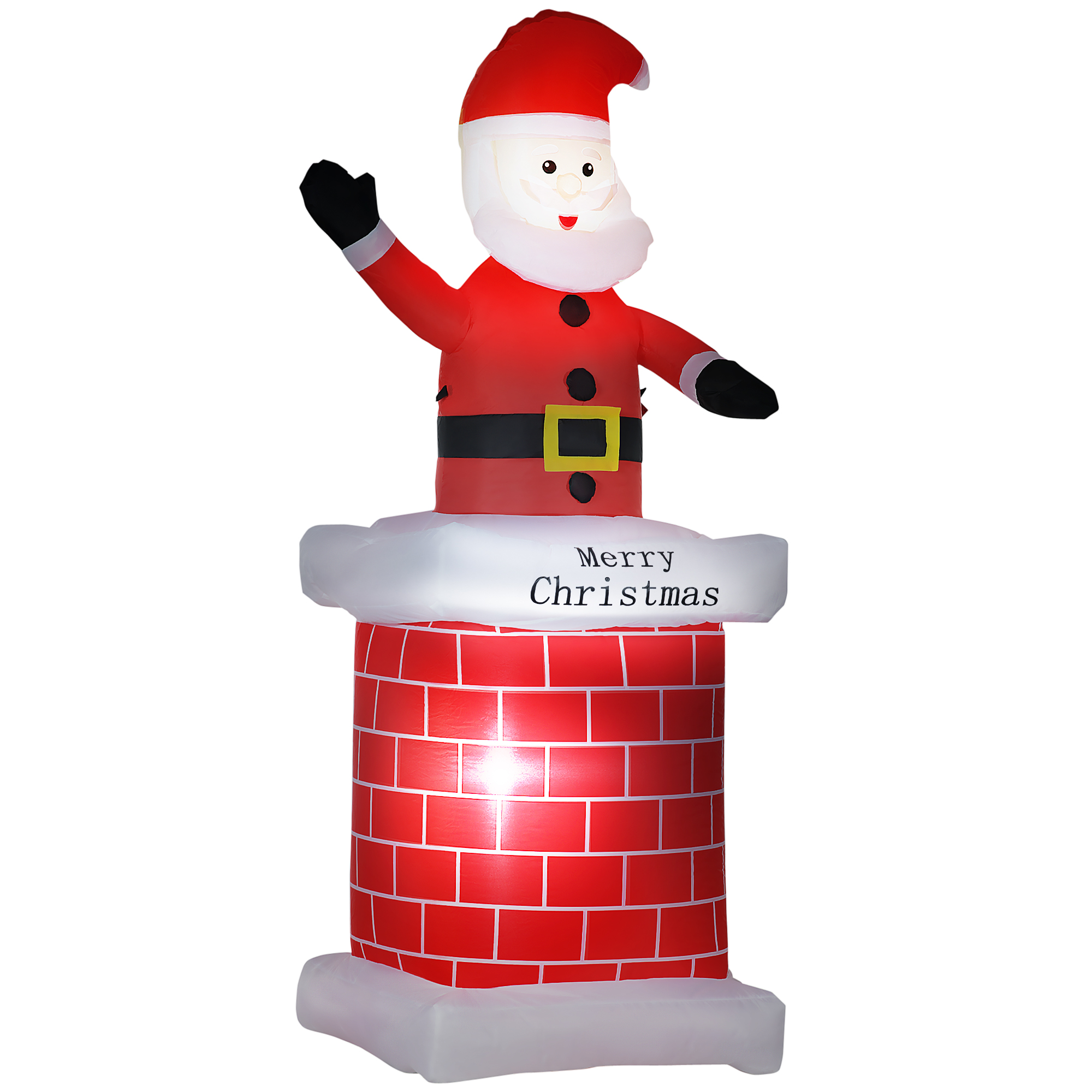 HOMCOM aufblasbarer Weihnachtsdeko 210 m Weihnachtsmann mit Schornstein selbstaufblasend für Garten & festliche Beleuchtung   Aosom.de