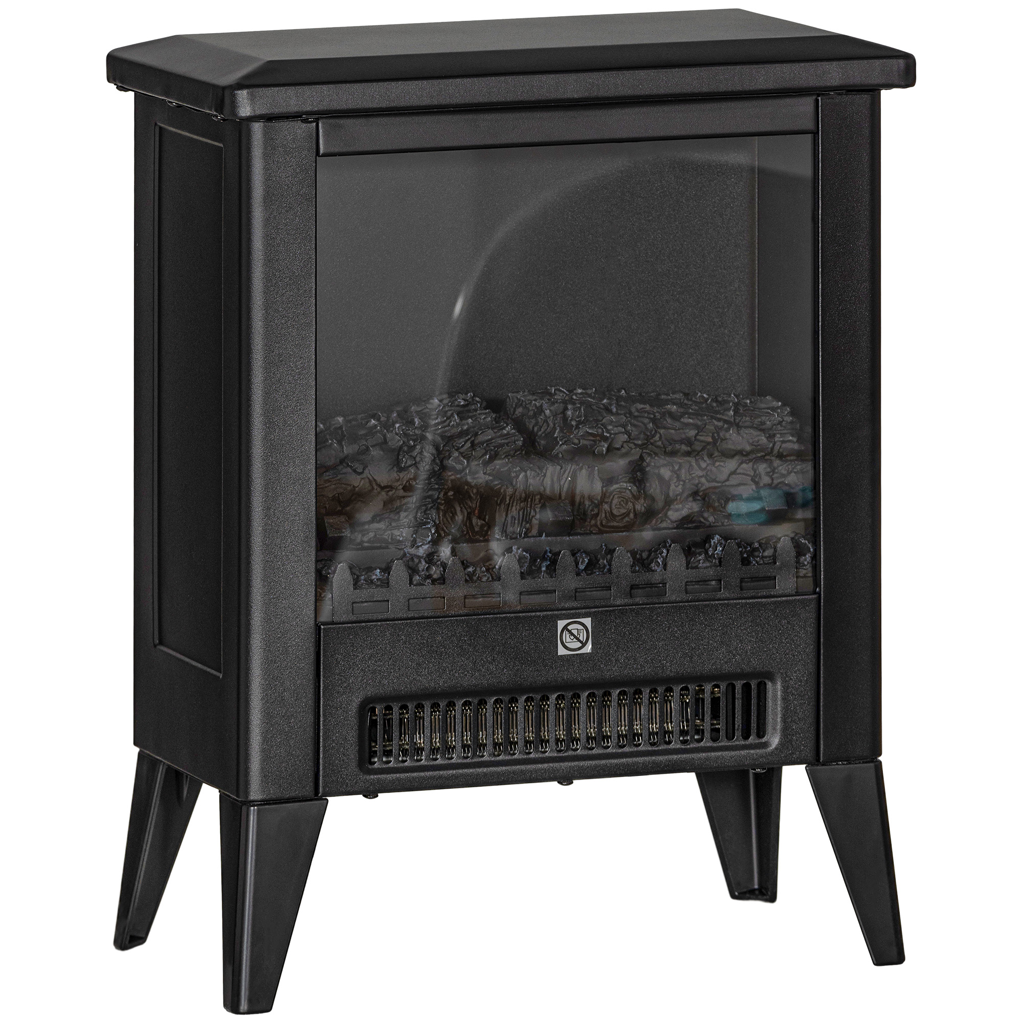 HOMCOM Elektrokamin Elektrischer Kamin mit Heizung, LED-Flammeneffekt, 1800 W Standkamin mit niedrigem Geräuschpegel, Überhitzungsschutz für Wohnzimmer, Schlafzimmer, Schwarz   Aosom