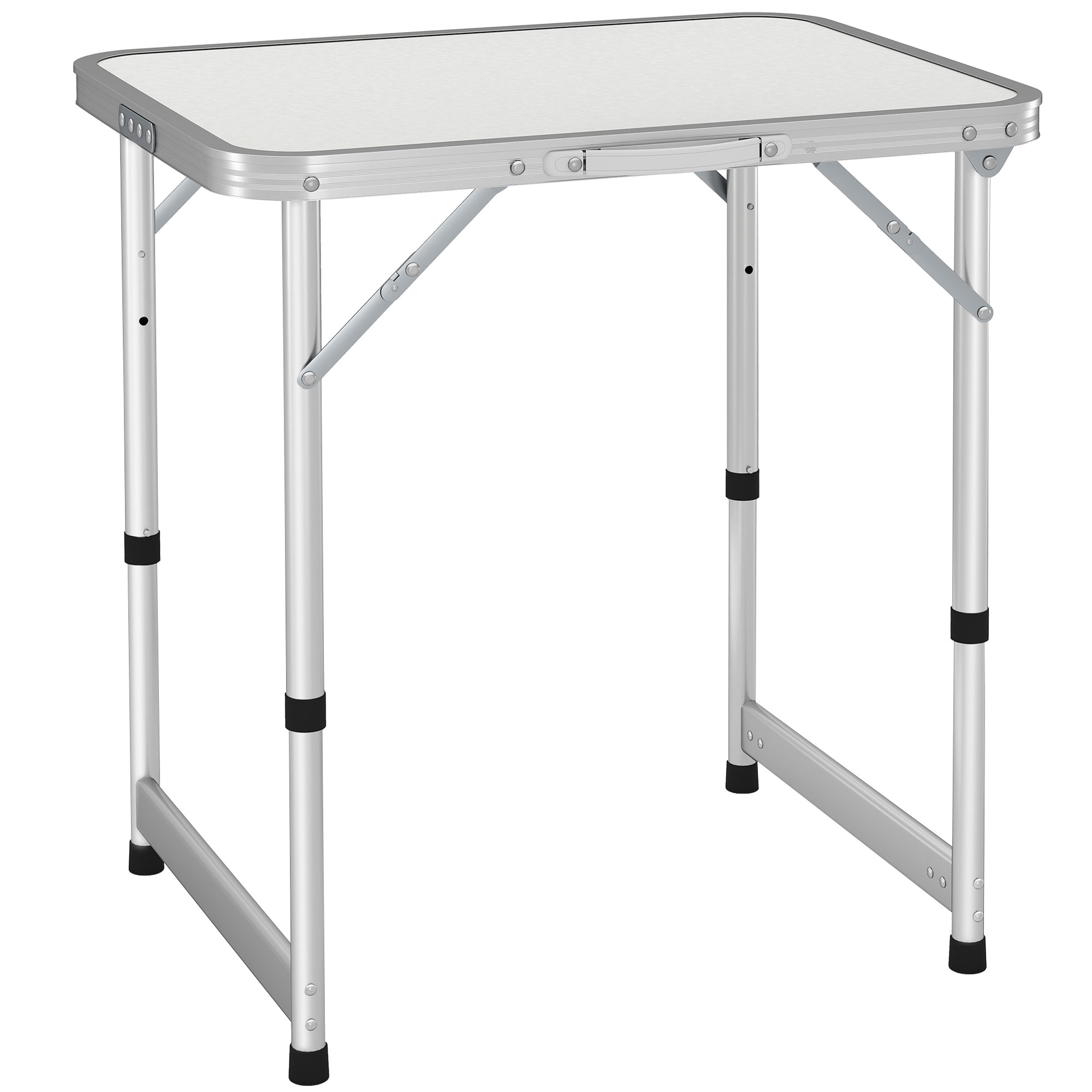 Outsunny® Campingtisch Klapptisch Universaltisch Koffertisch Gartentisch Falttisch höhenverstellbar Alu + MDF Weiß 60 x 45 x 47,5/64 cm Aosom