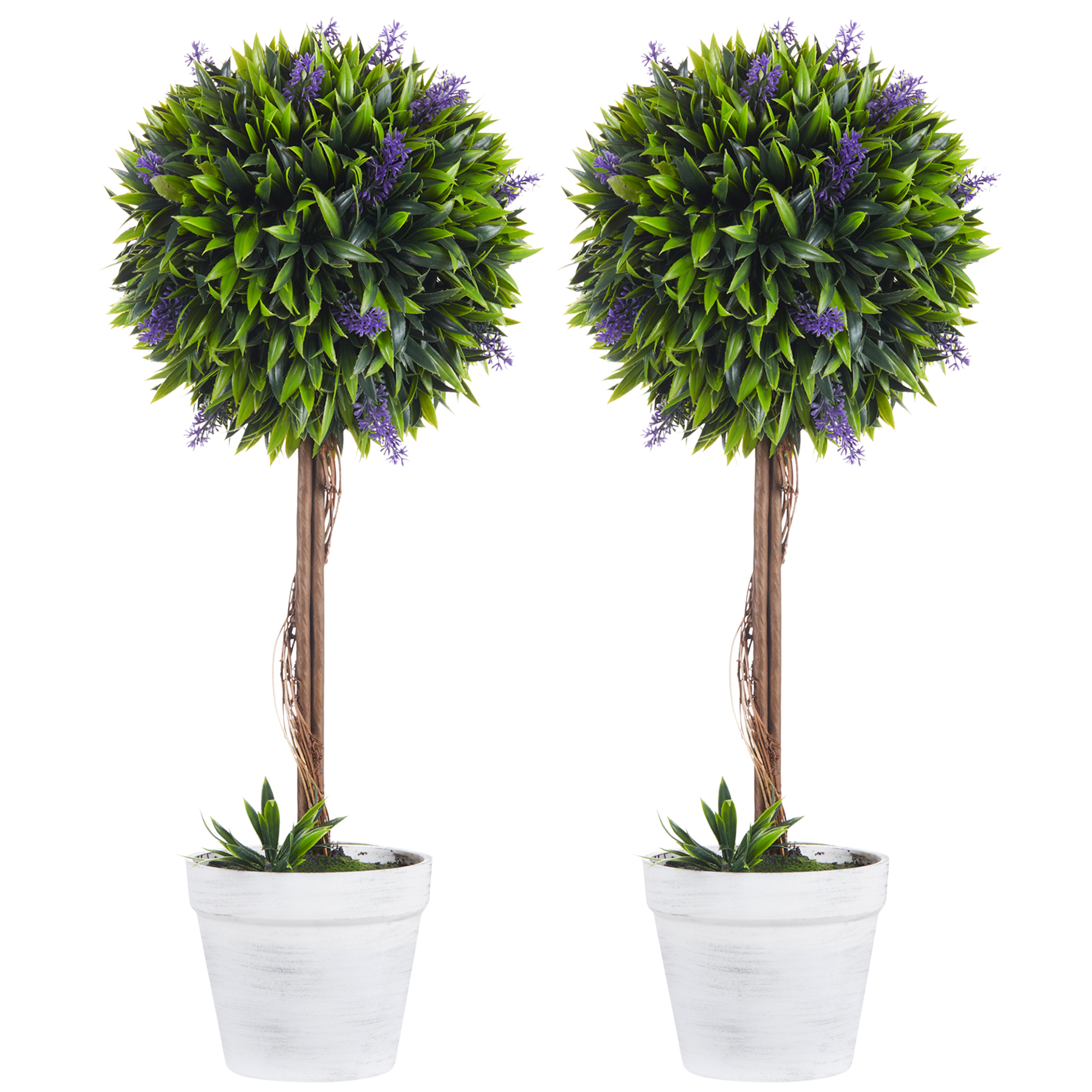 HOMCOM Kunstpflanze Lavendel 2er-Set Künstliche Pflanzen, 60 cm Zimmerpflanze im Topf, Kunstbaum mit Kunstmoos für Indoor, Outdoor Aosom