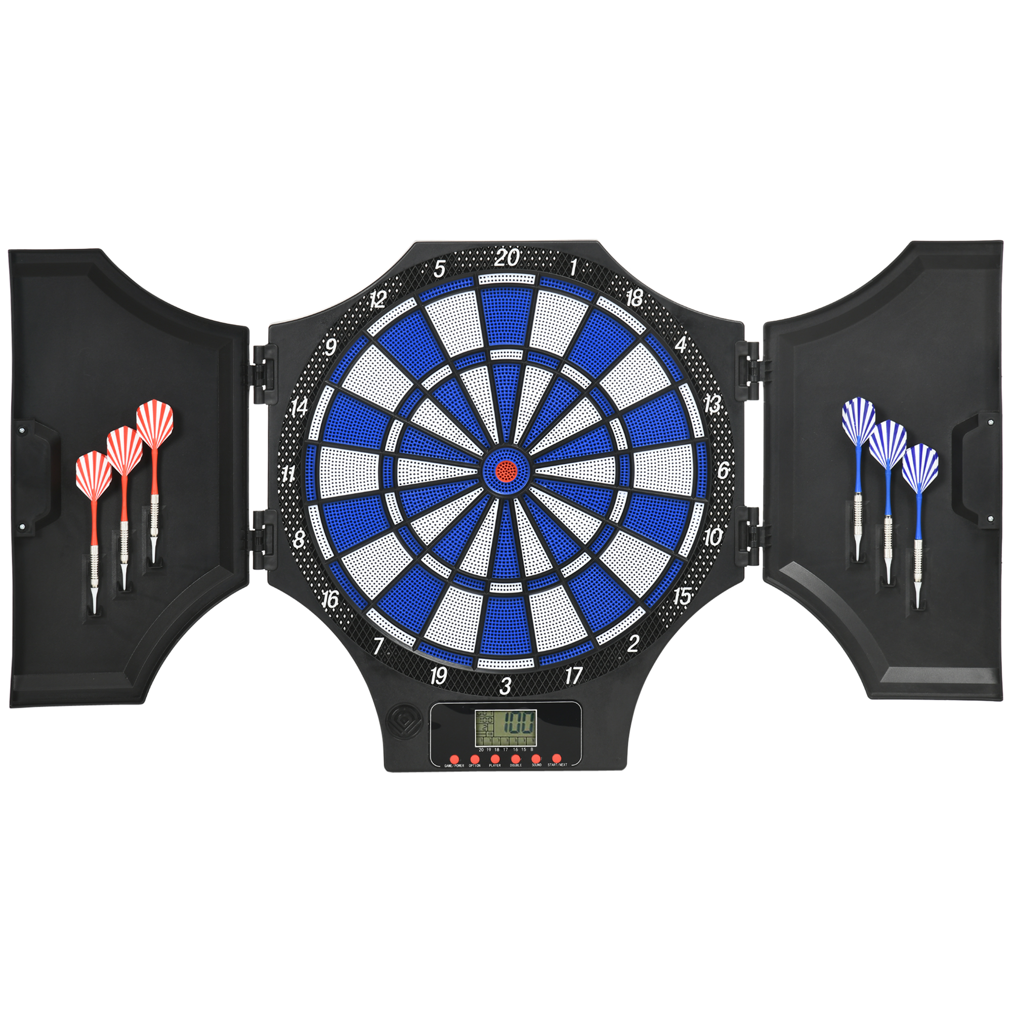 SPORTNOW Elektronische Dartscheibe Dartboard mit 12 Dartpfeilen und Ersatzspitzen, Dartautomat mit LCD-Anzeige für 8 Spieler Aosom.de