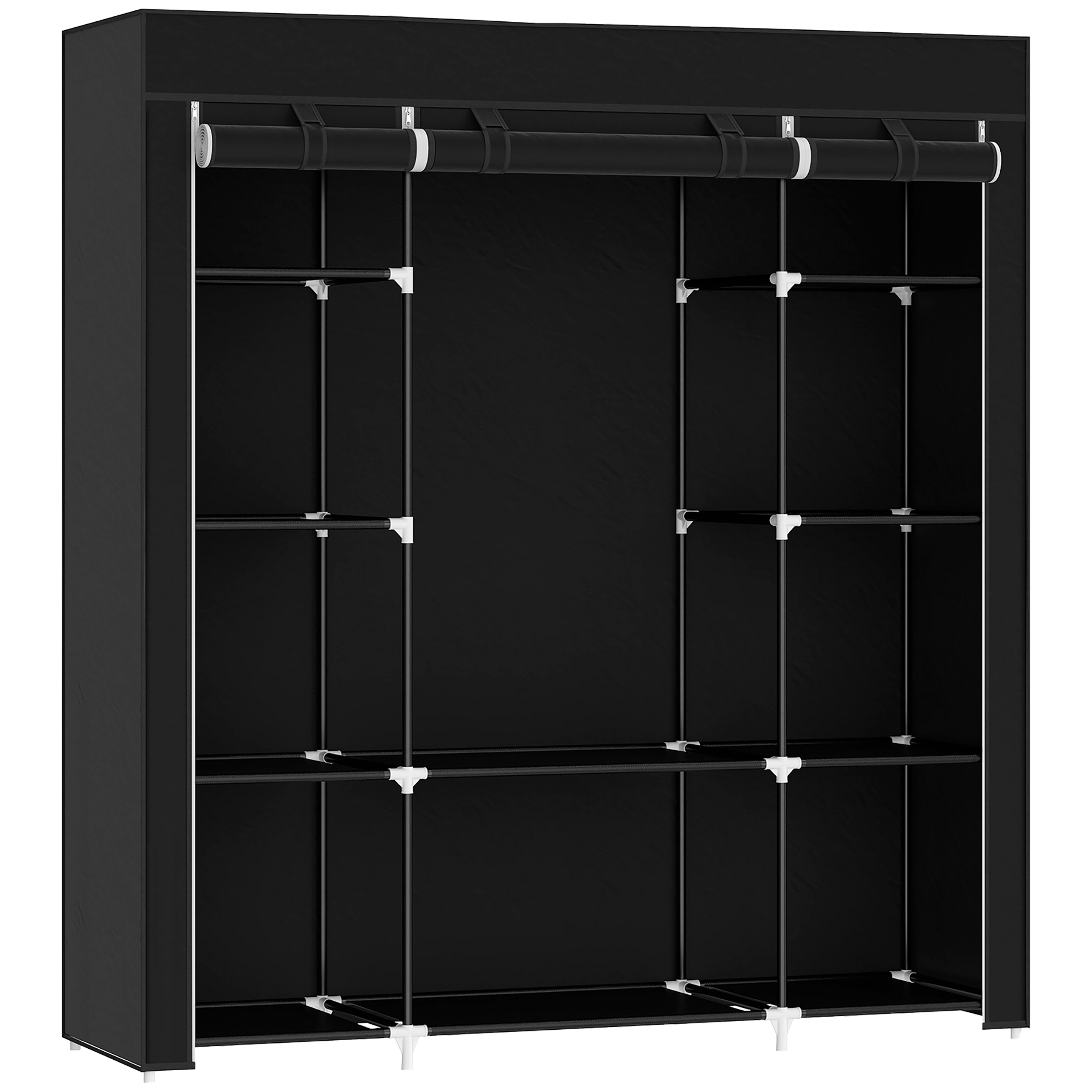 HOMCOM Stoffschrank mit Reißverschluss, 1 Kleiderstange, 10 Einlegeböden, 150x43x162,5cm, Vliesstoff, platzsparend & robust   Aosom.de