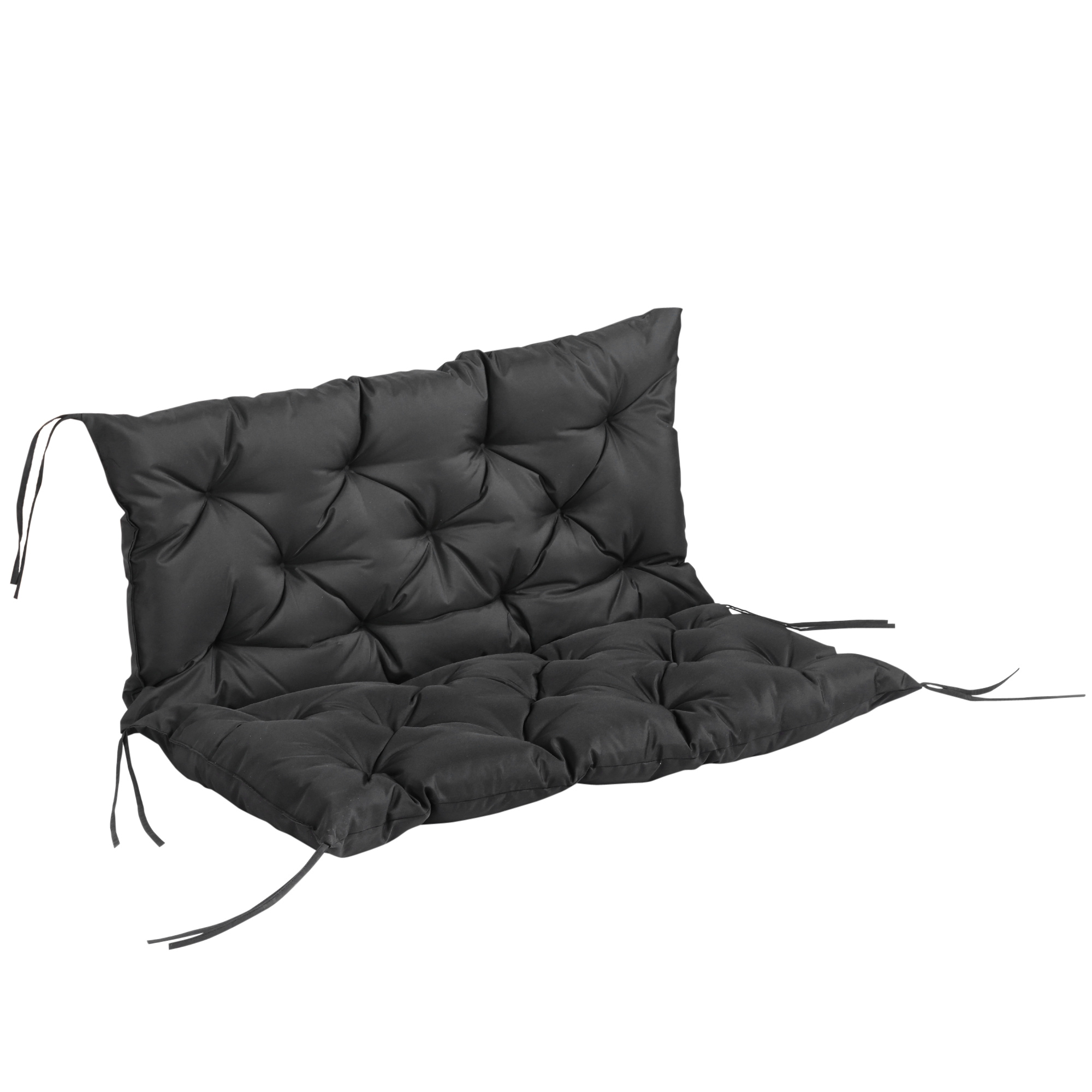 Outsunny 3 Sitzer Bankauflage 100x98x8 cm Bankkissen mit Bändern, Sitzkissen, Outdoor/Indoor Stuhlkissen, Sitzauflage, Sitzpolster, Bankpolster für Gartenmöbel, Sitzbank Hollywoodschaukel, Schwarz   Aosom