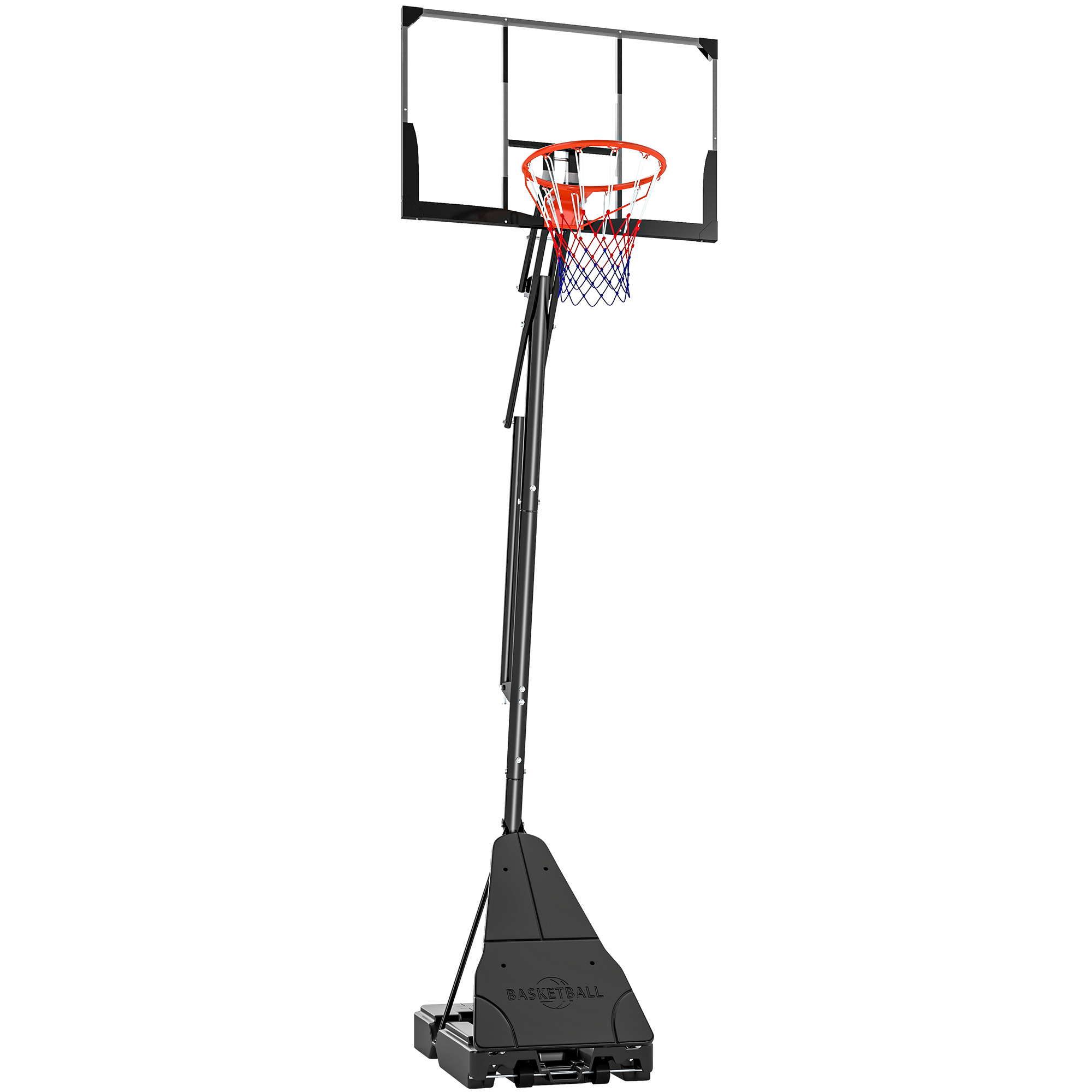 SPORTNOW Basketballkorb Outdoor 245-305cm Höhenverstellbar Basketballständer mit 120x80cm bruchsichere Rückwand Rädern & befüllbarer Standfuß Mobile Basketball Korb für Jugendliche Erwachsen Aosom