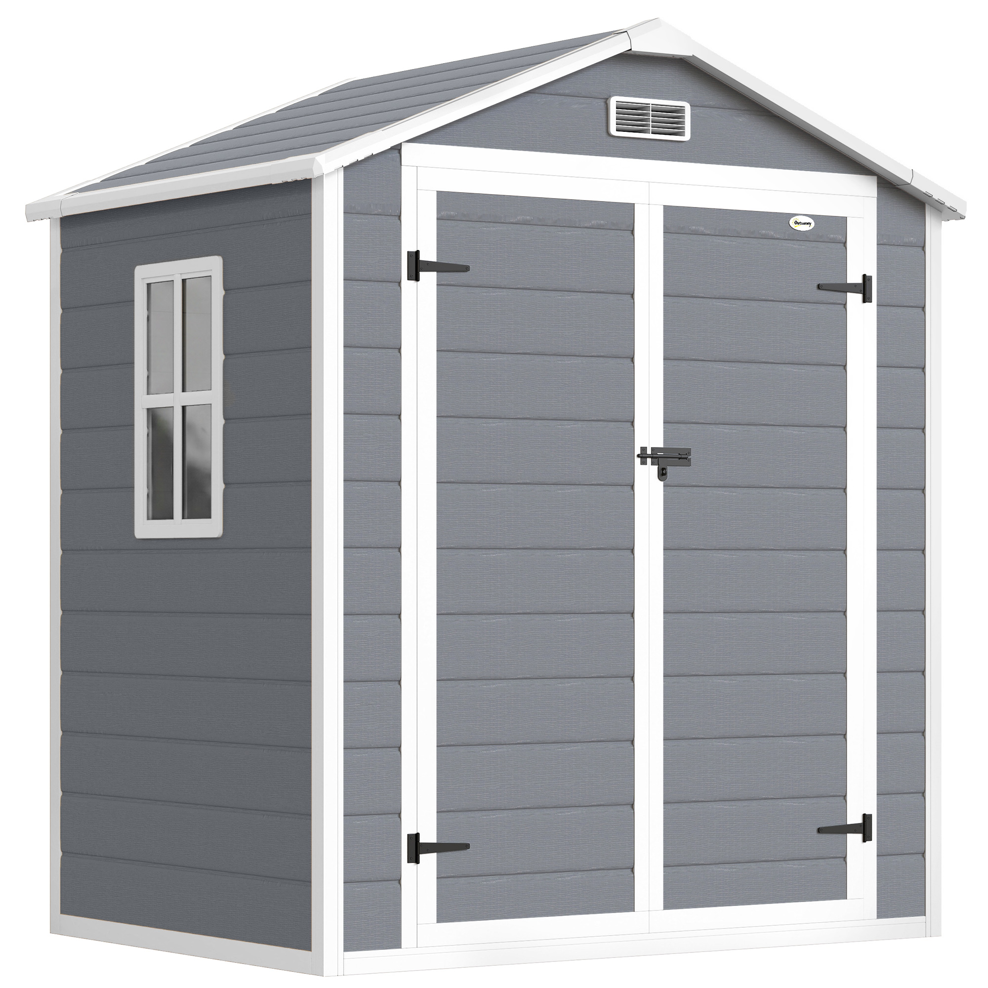Outsunny Gerätehaus mit Pultdach 2,12 m² Gartenhaus mit Fenster, abschließbarer Geräteschuppen, ideal für Garten & Balkon, Grau 183 x 134 x 210 cm Aosom.de