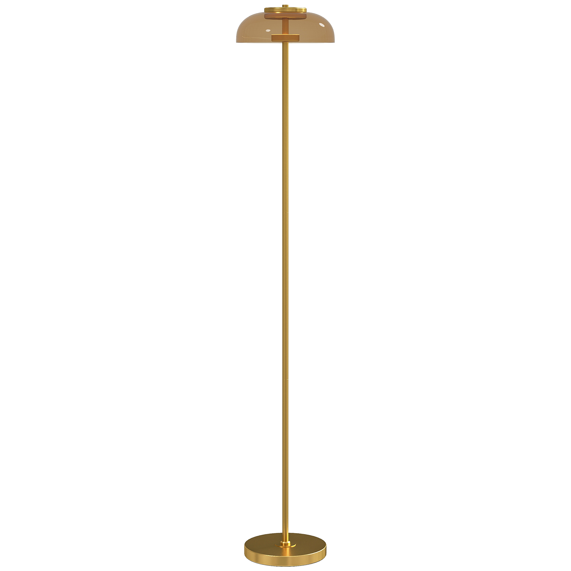 HOMCOM LED Stehlampe Wohnzimmer, Stehleuchte mit 3000 K warmem Licht Standleuchte mit Fußschalter für Wohnzimmer Schlafzimmer, exkl. Glühbirne, Messing Aosom