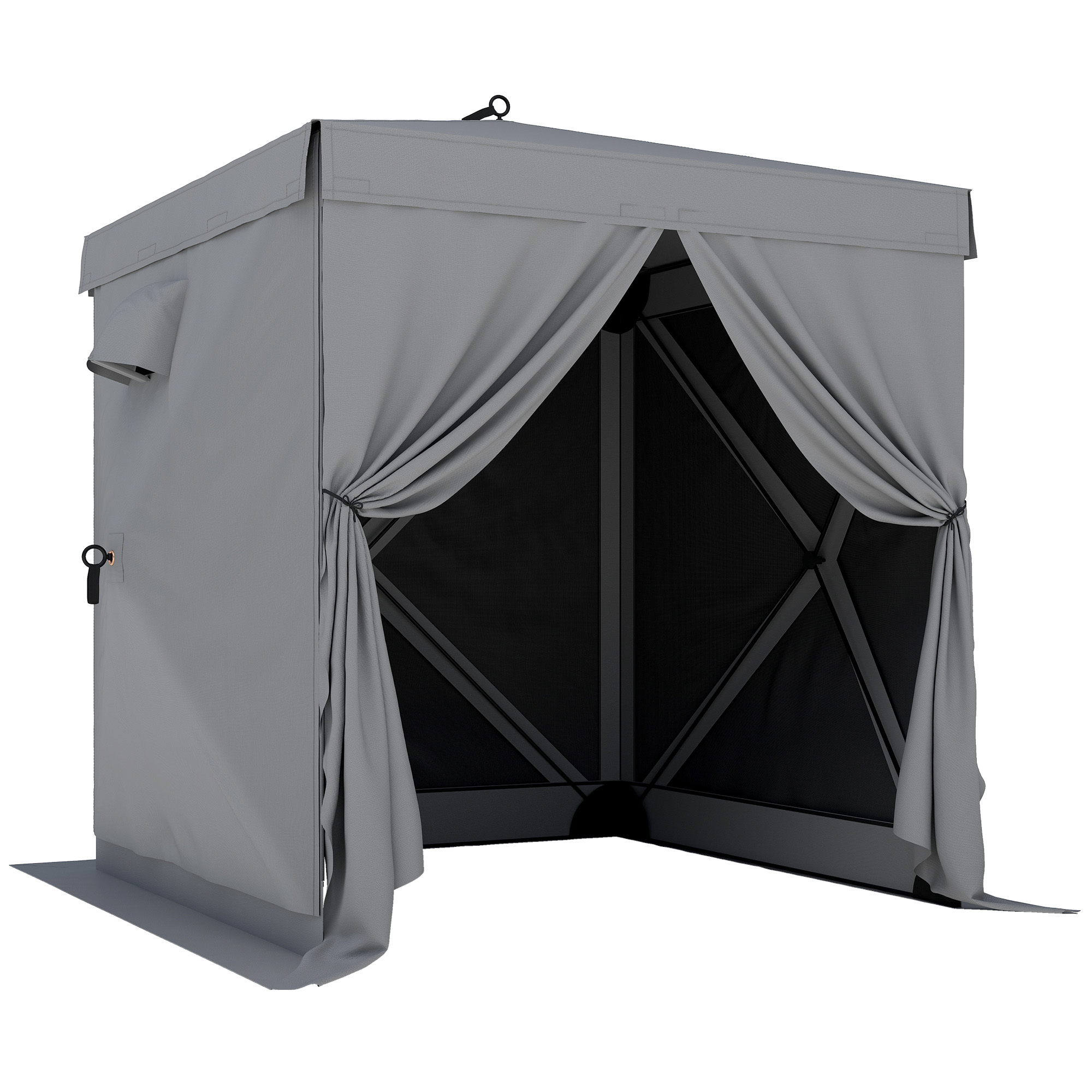 Outsunny Pavillon 1,85x1,85m Wasserdicht Stabil Winterfest Pop-up Faltpavillon mit 4 Mesh-Seitenteilen Tasche, UV 30+ Faltbar Partyzelt Gartenzelt Gartenpavillon für Garten Festival, Dunkelgrau Aosom