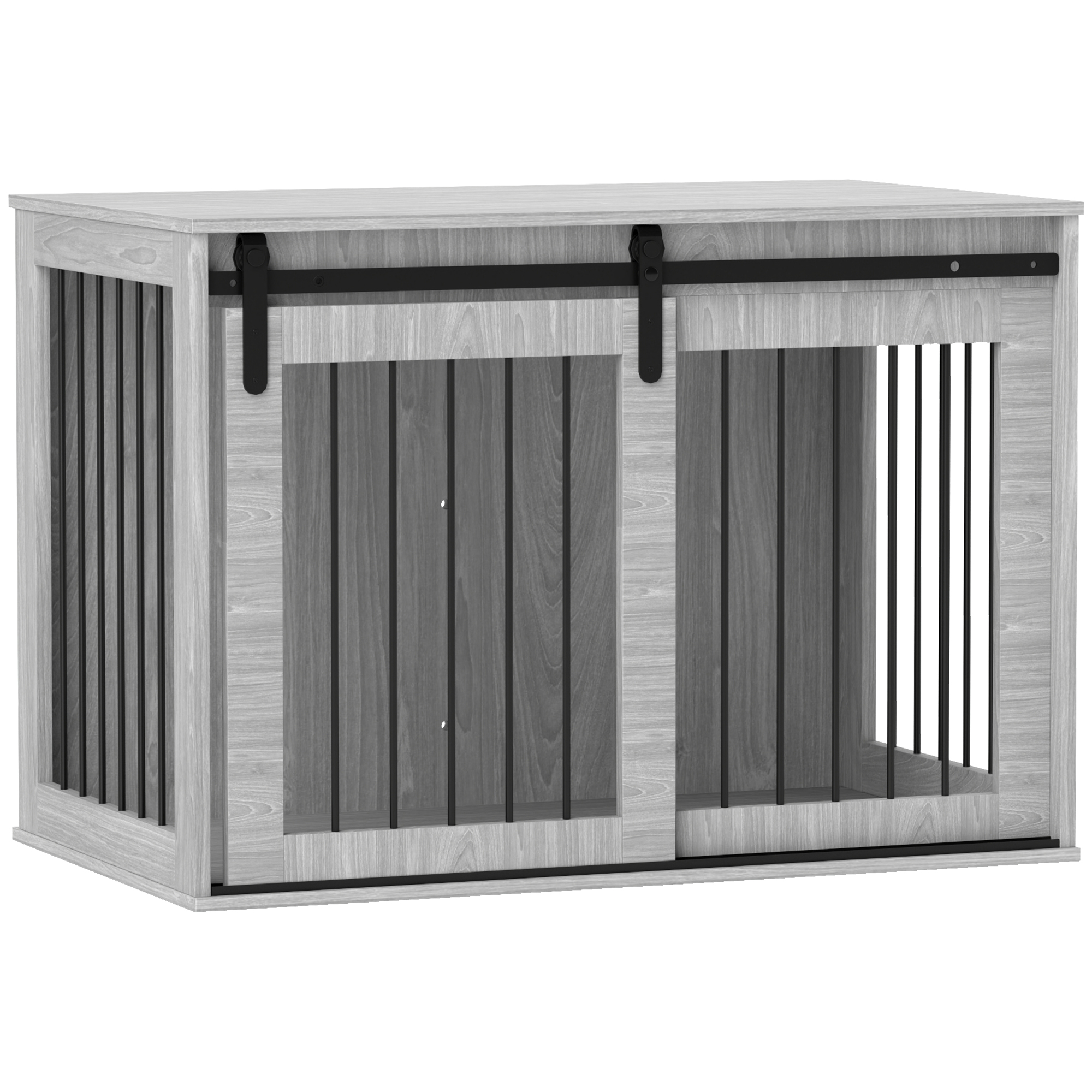 PawHut Hundekäfig für Zuhause, 98 x 58 x 61 cm, Hundebox groß, Hundebox mit schiebetür, Grau Aosom.de