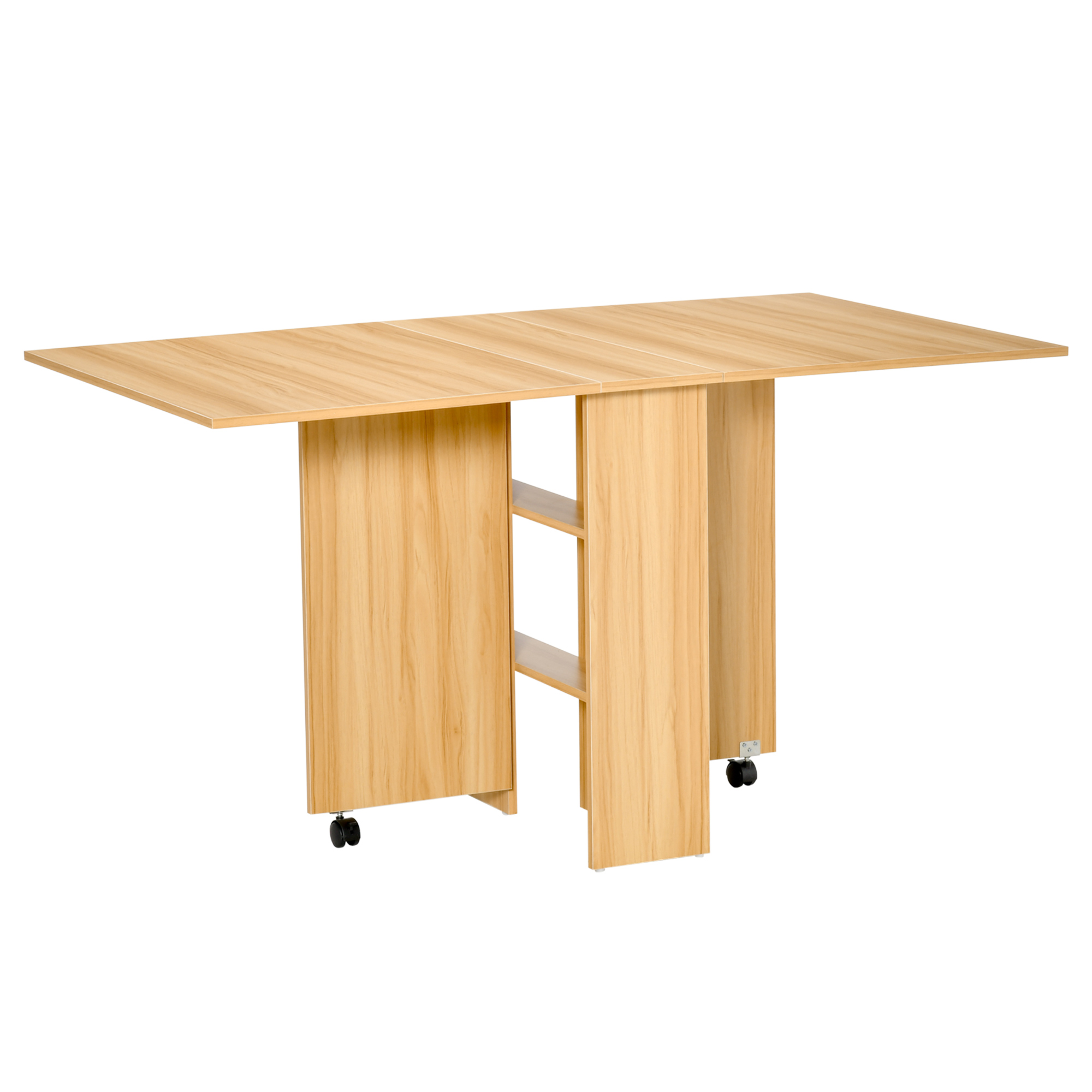 HOMCOM Klapptisch Esszimmertisch mobiler Beistelltisch Schreibtisch mit Rollen 140 x 80 x 74 cm in Naturfarbe, platzsparend & vielseitig Aosom.de