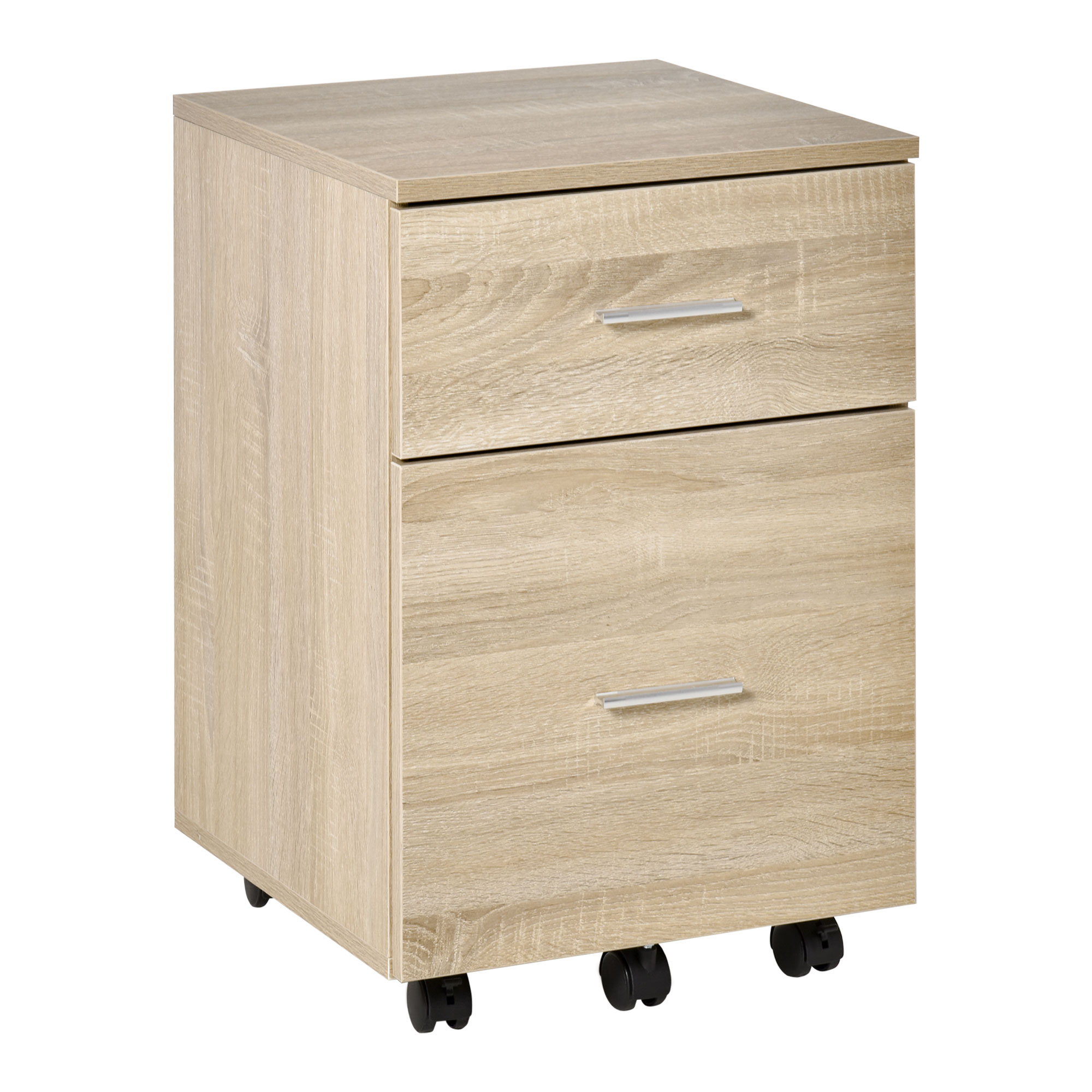 Vinsetto Bürocontainer mit 2 Schubladen Hängeregistratur Aktenschrank Büroschrank Aufbewahrung von Akten Spanplatte Natur 39,5 x 39 x 58,5 cm Aosom