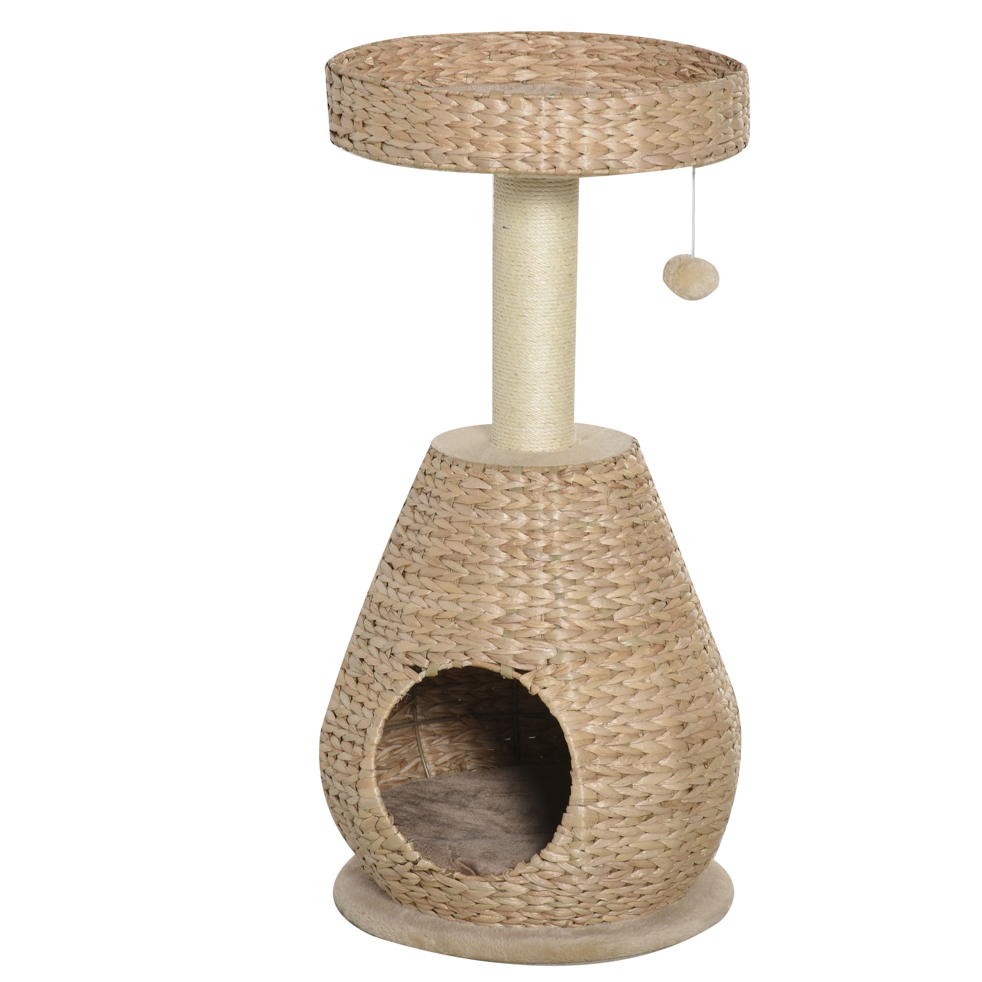 PawHut Kratzbaum Katzenbaum mit Katzenhöhle 82,5H cm, Sisal & Ballspielzeug für kleine Katzen, stabil & farbenfroh in Gelb   Aosom.de