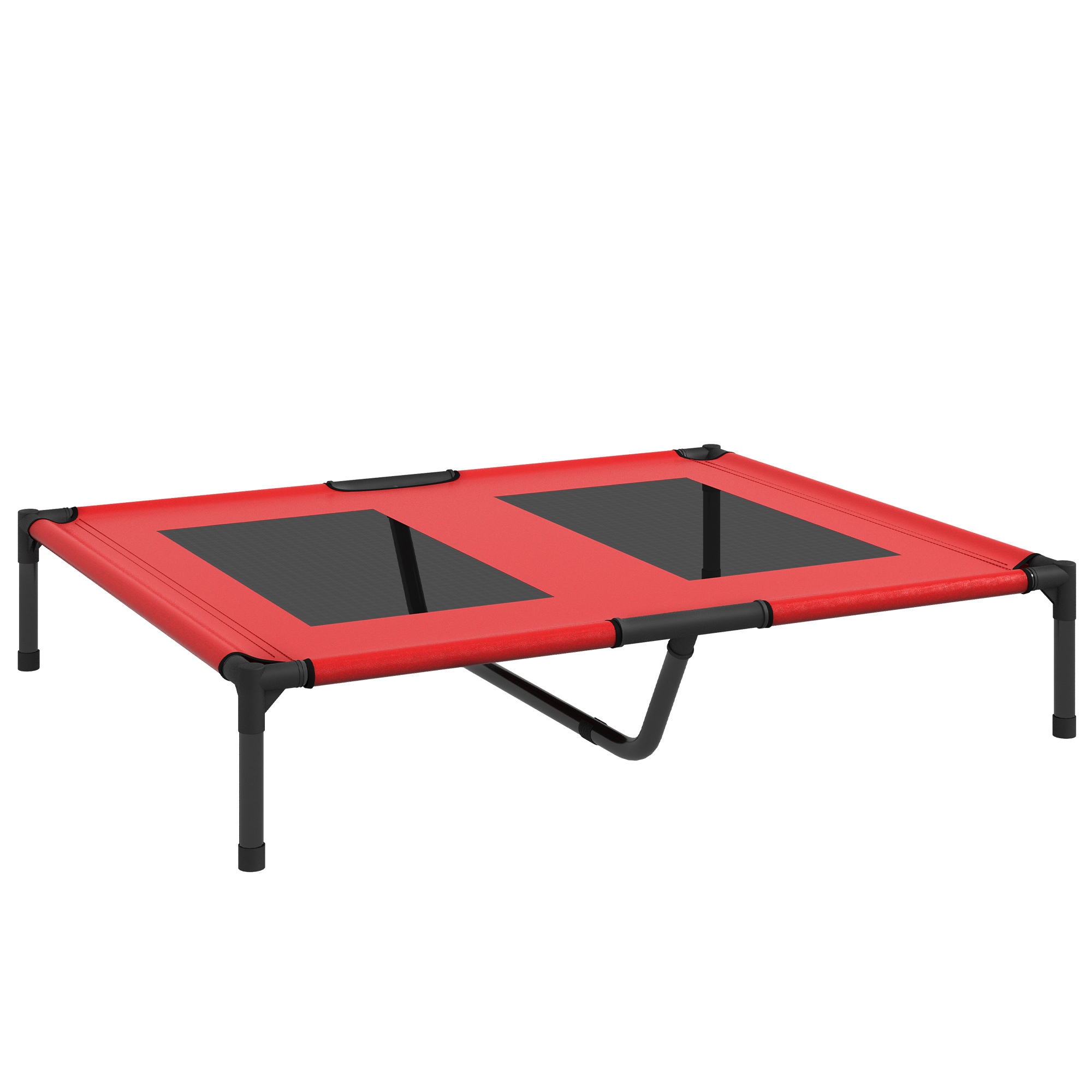 PawHut Erhöhtes Hundebett Haustierbett 92x76x18cm Outdoor Hundeliege atmungsaktiv für große Hunde Camping Oxford Rot   Aosom.de