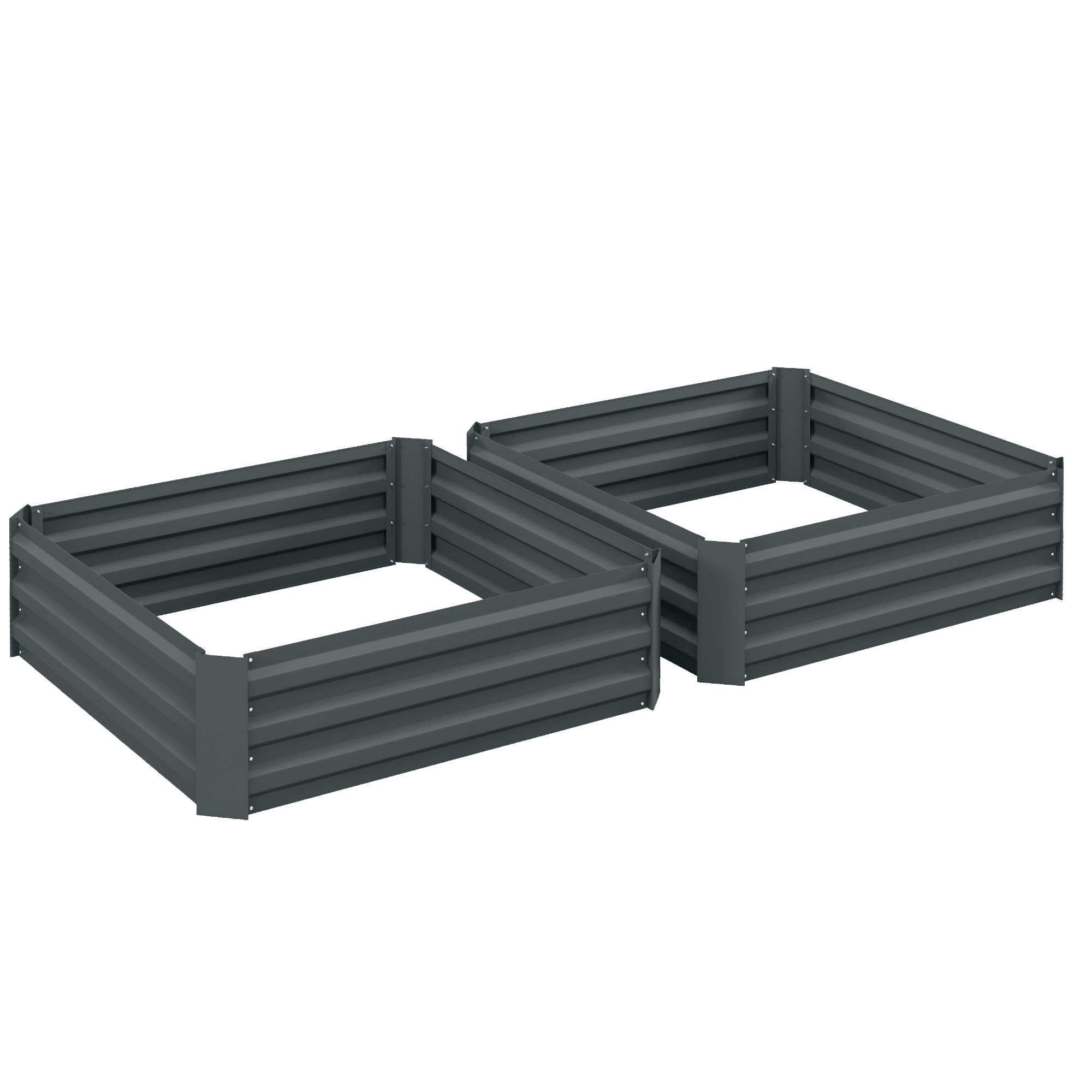 Outsunny 2er Set Hochbeet Stahl, Pflanzbeet Frühbeet Gartenbeet Blumenkasten steckbar, Pflanzkasten Pflanzkübel 100x100x30cm für Garten Balkon Terrasse, Gemüsebeet für Blumen, Pflanzen Aosom
