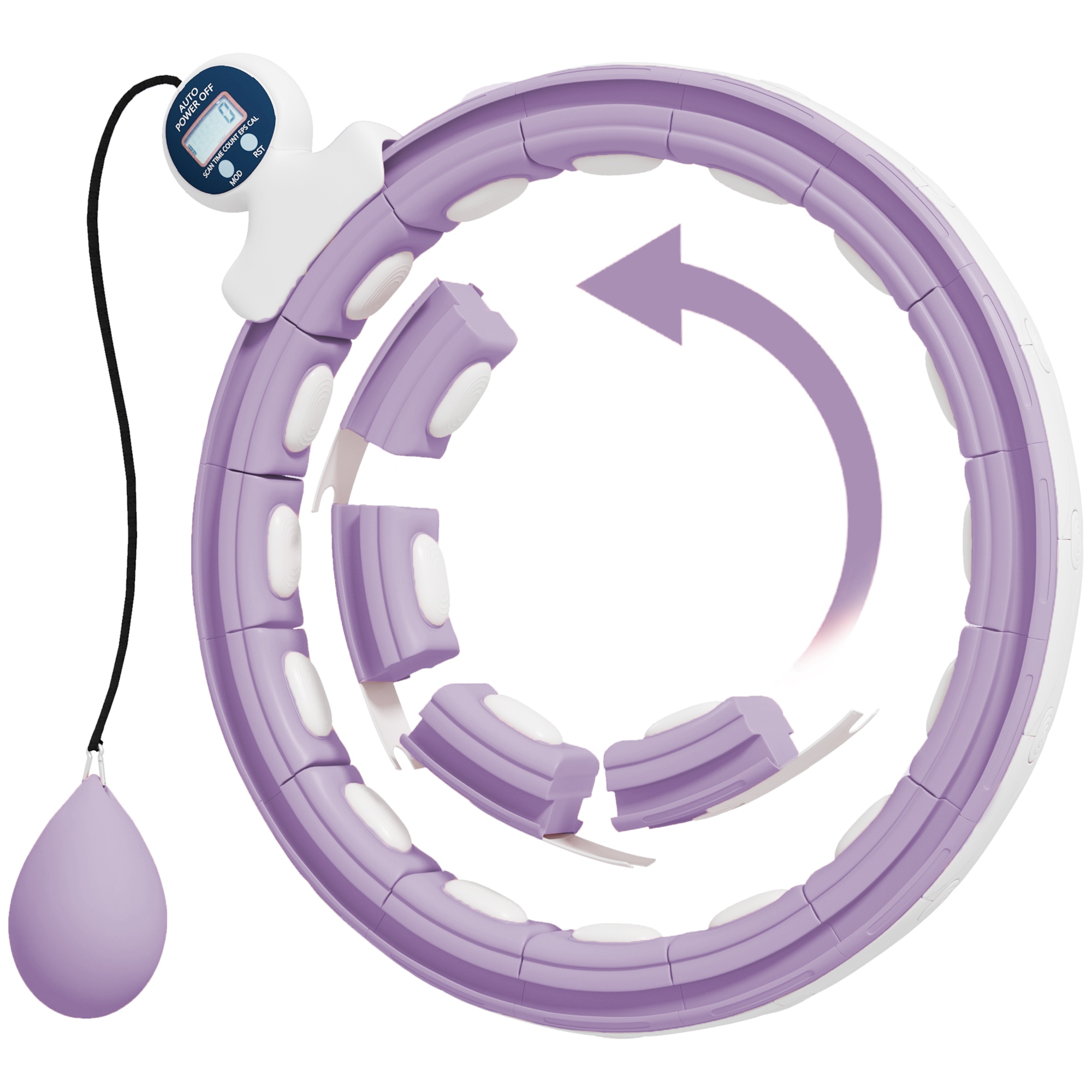 SPORTNOW Smart Hula Hoop Reifen Erwachsene mit Gewicht Kugel Zähler 16 Knoten (76-113cm) Einstellbar Fitness Leise Abnehmen Ausrüstung Infinity Hula-Hoop für Gewichtsverlust, Fitness Violett Aosom