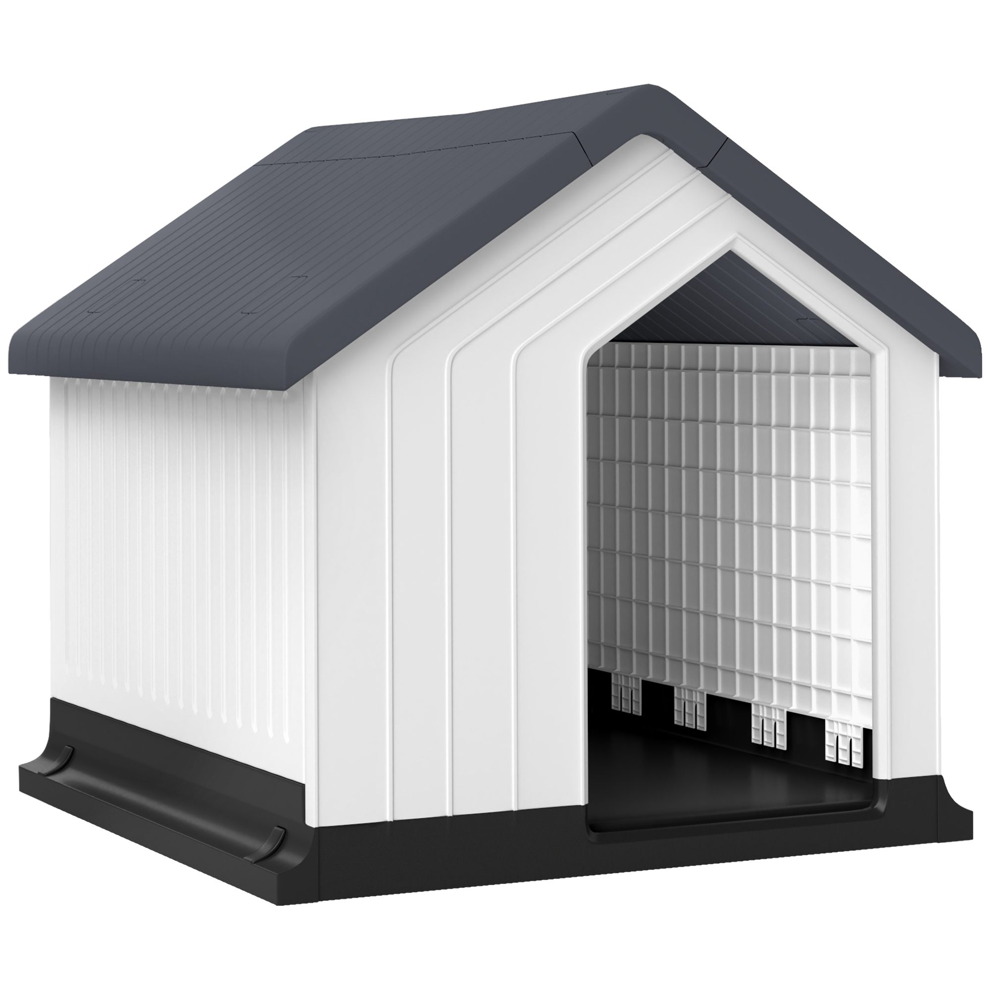 PawHut Hundehütte, Hundehaus mit Asphaltdach, Fenster, Wetterfest Kleintierhaus, Hundehöhle für Mini und kleine Hunde Grau 62 x 61 x 60 cm Aosom