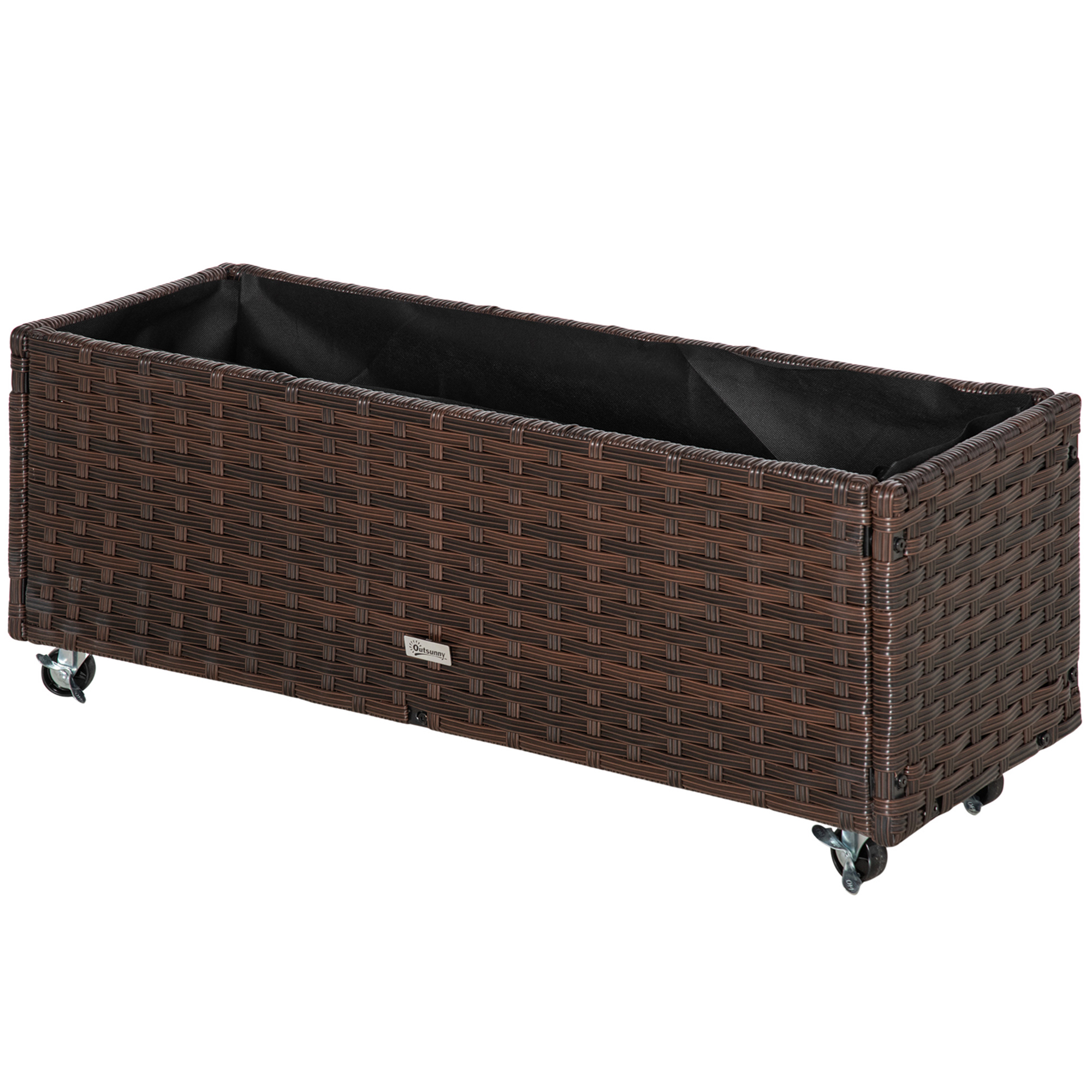 Outsunny Hochbeet Pflanzkasten Poly Rattan mit Rollen 94,5 x 31 x 36 cm, Blumenkübel mit Abflusslöchern, Kaffee-Braun für Garten & Balkon Aosom.de