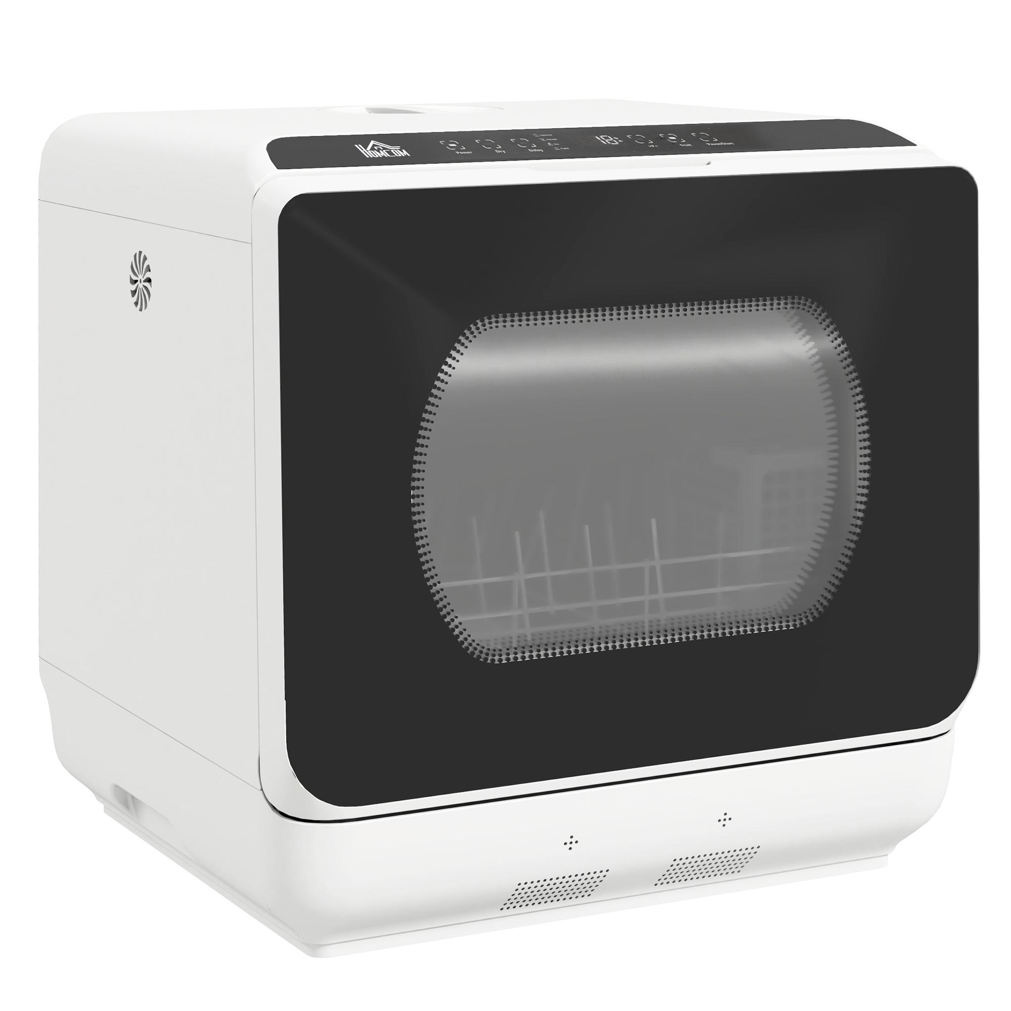 HOMCOM Tischgeschirrspüler mit/ohne Wasseranschluss benutzbar Mini Geschirrspüler mit Platz für 4 Maßgedecke, 6 Programmen, eingebautem 6-Liter-Wassertank, für Büro,Camping, Wohnmobil, Weiß Aosom