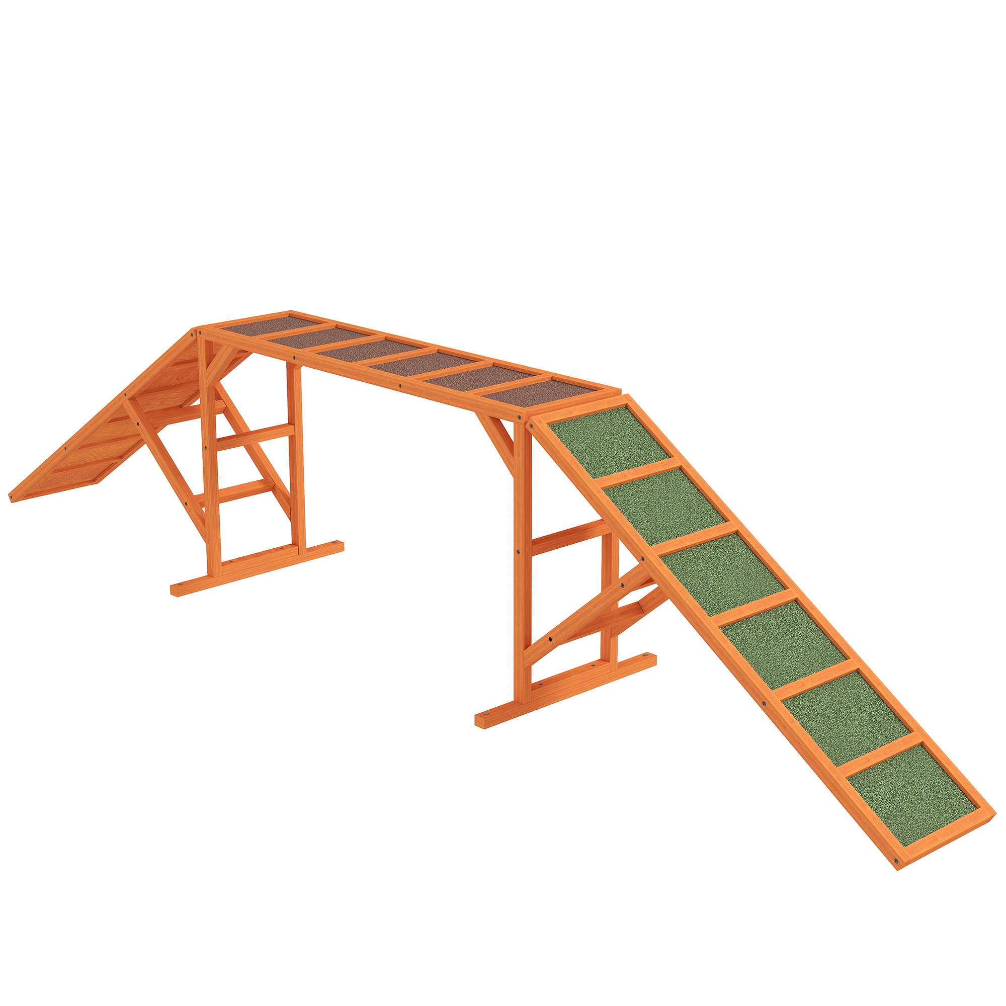 PawHut Hunde Agility Steg Agility-Ausrüstung für Hunde mit Sicherheitsstange, rutschfeste Oberfläche Agility-Gerät für Garten, 325 x 55 x 69 cm, Orange   Aosom