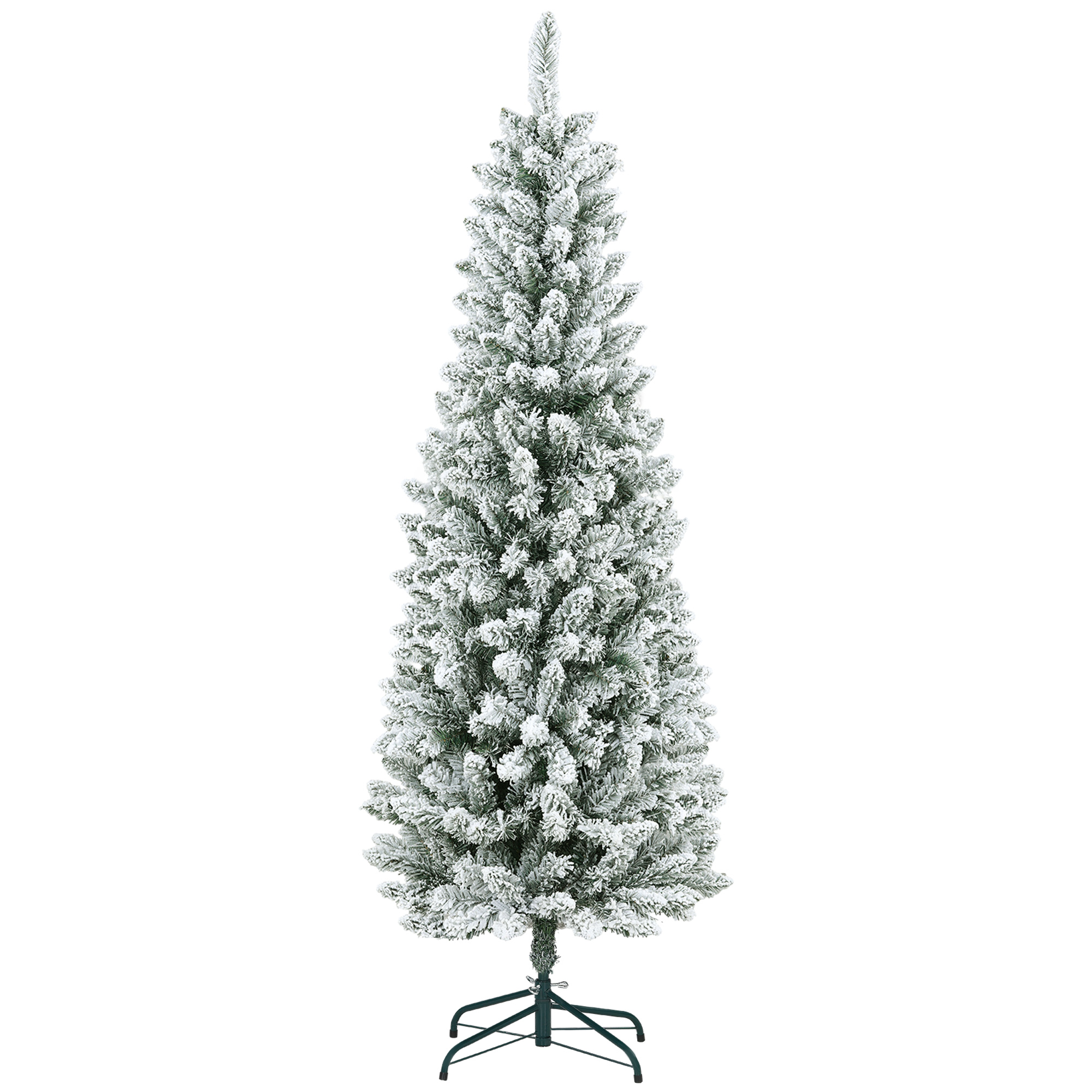 HOMCOM Künstlicher Weihnachtsbaum 180 cm mit 479 Spitzen und Kunstschnee klappbar mit Metallständer für festliche Weihnachtsdeko Grün   Aosom.de
