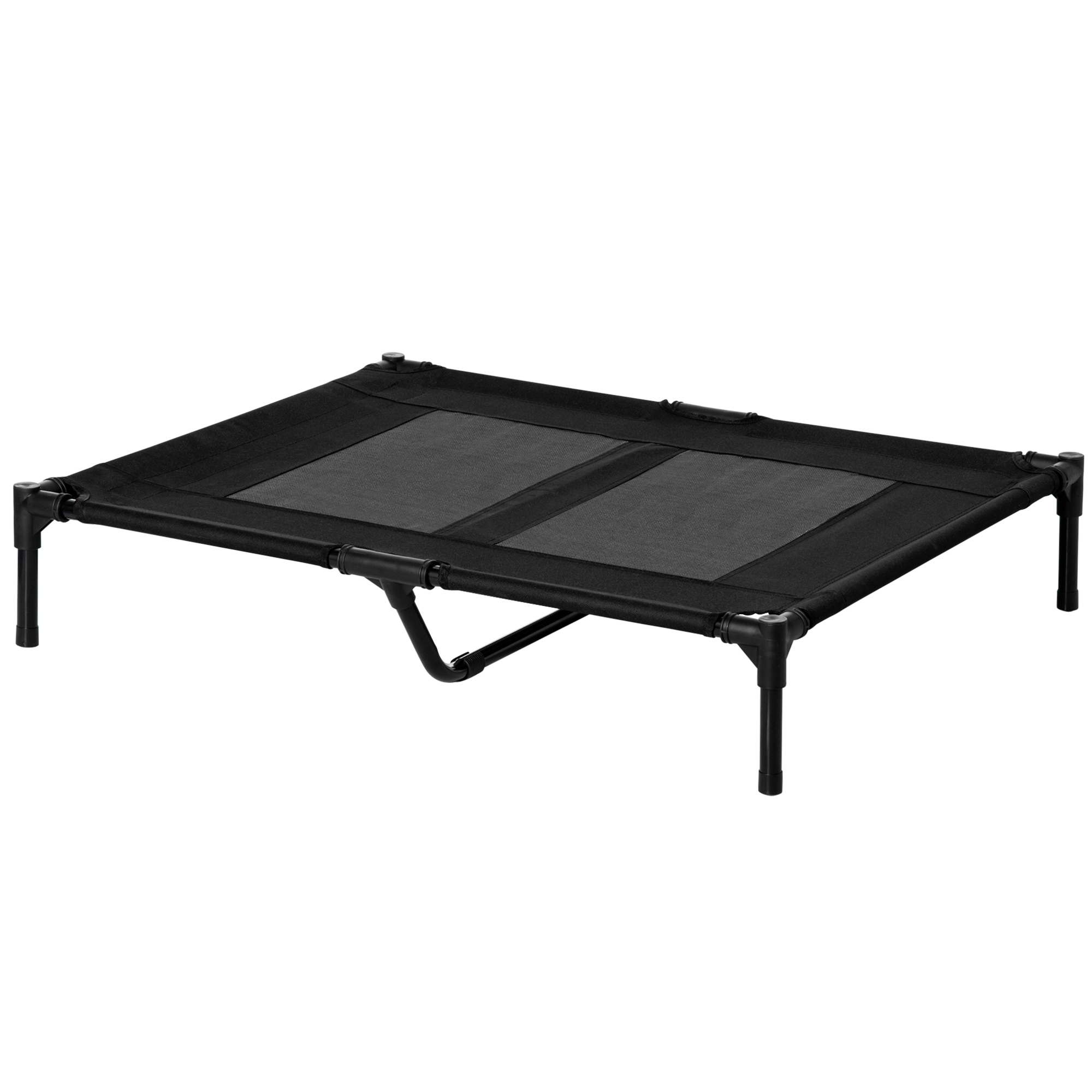 PawHut Hundeliege Erhöhtes Outdoor Hundebett & Hundesofa, Oxford Schwarz, 92x76x18cm Aosom