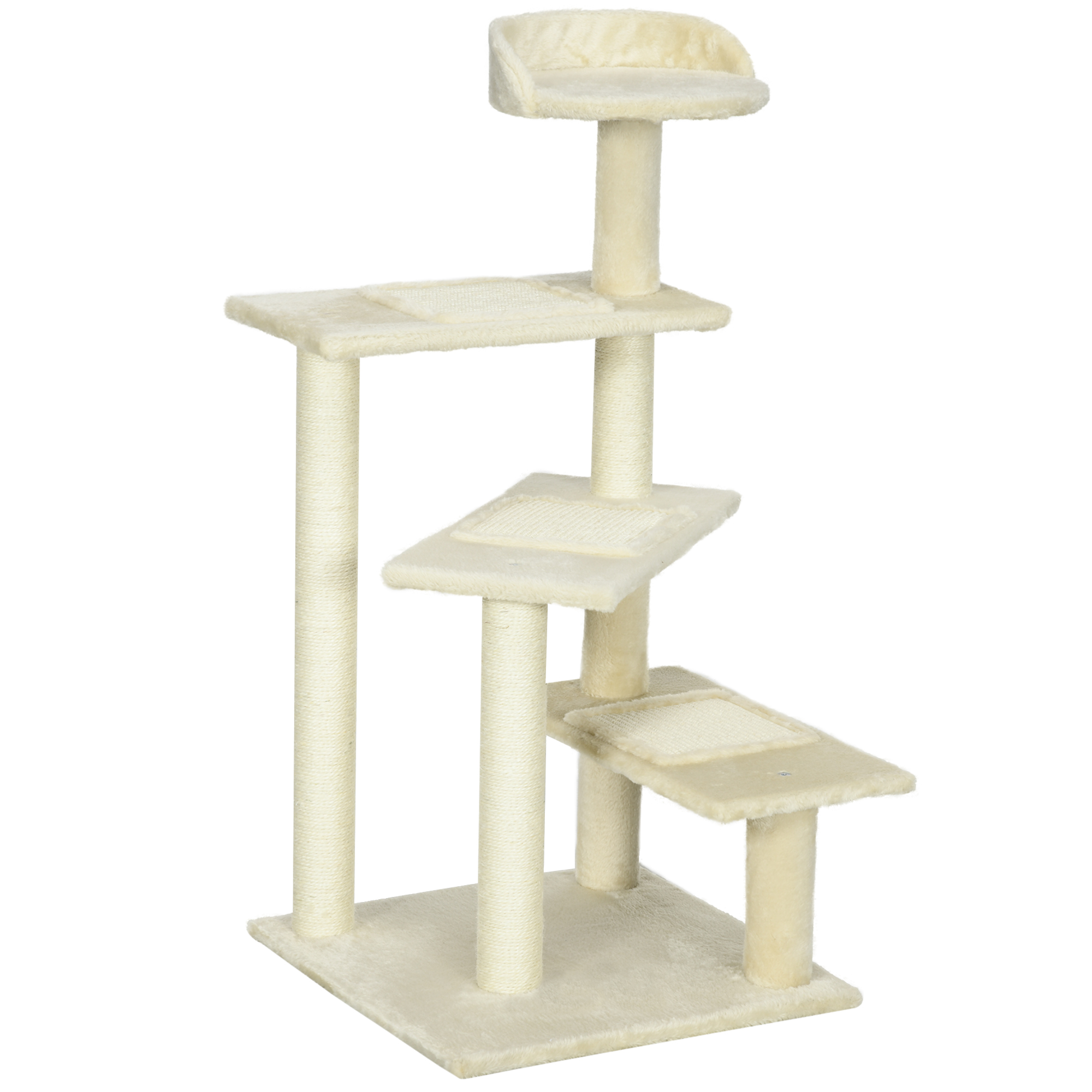 PawHut Kratzbaum stabil bis 10 kg Katzenbaum mit Sisalsäulen und Haustiertreppe Beige 50 x 50 x 100 cm für Katzenliebhaber Aosom.de