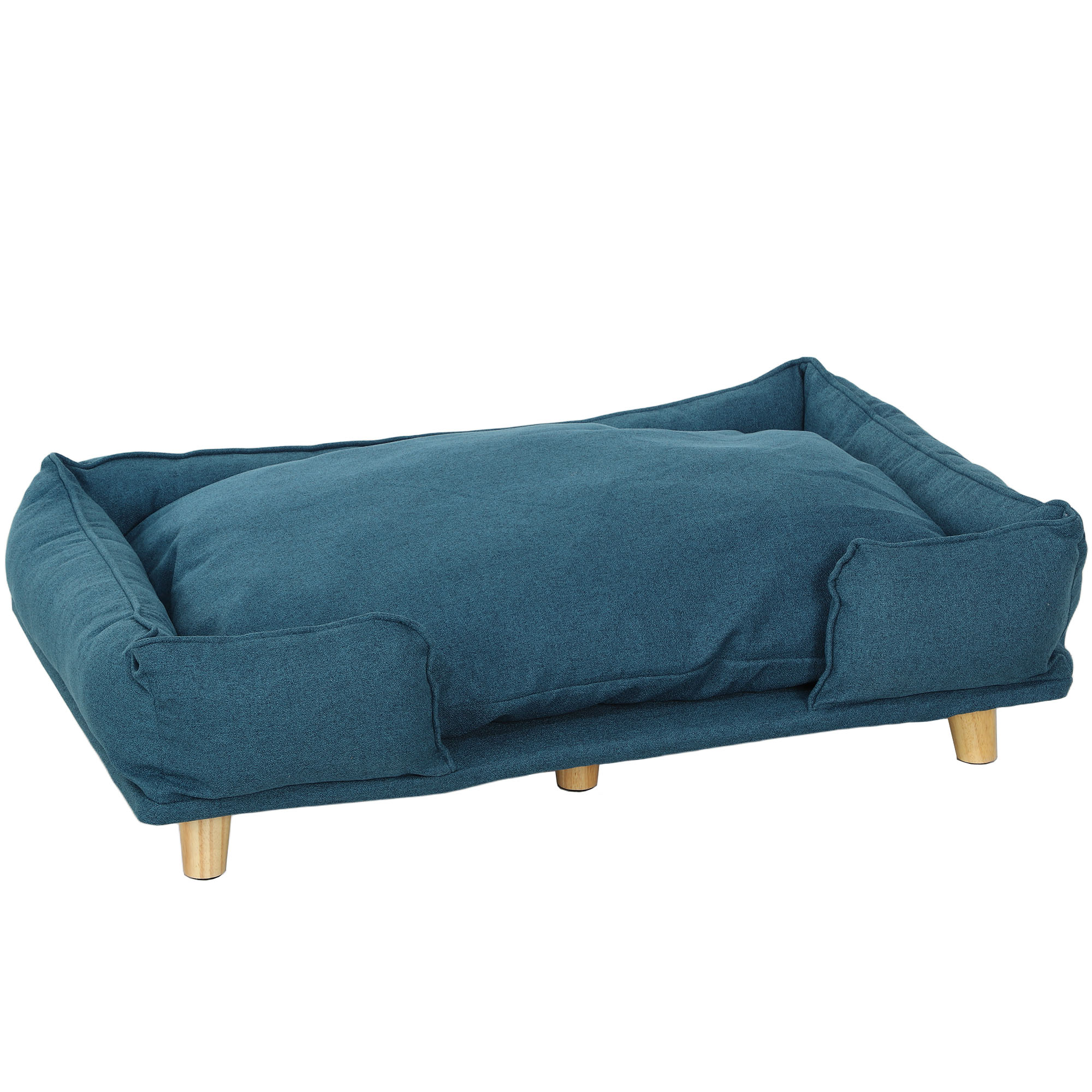 PawHut Hundebett Hundekissen Hundekörbchen Hundesofa Holzbeine, Polyester, Dunkelblau, 96 x 66 x 24 cm   Aosom
