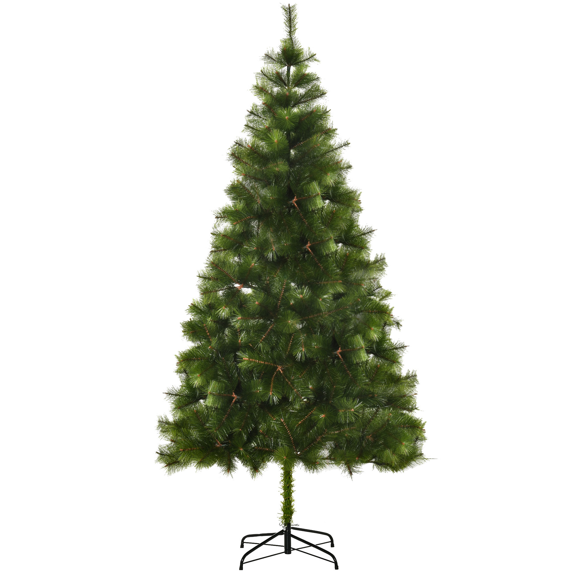 HOMCOM künstlicher Weihnachtsbaum 2,1 m, Tannenbaum, 505 Äste dichte Zweige, einfacher Aufbau, authentischer Christbaum mit Metallständer Aosom