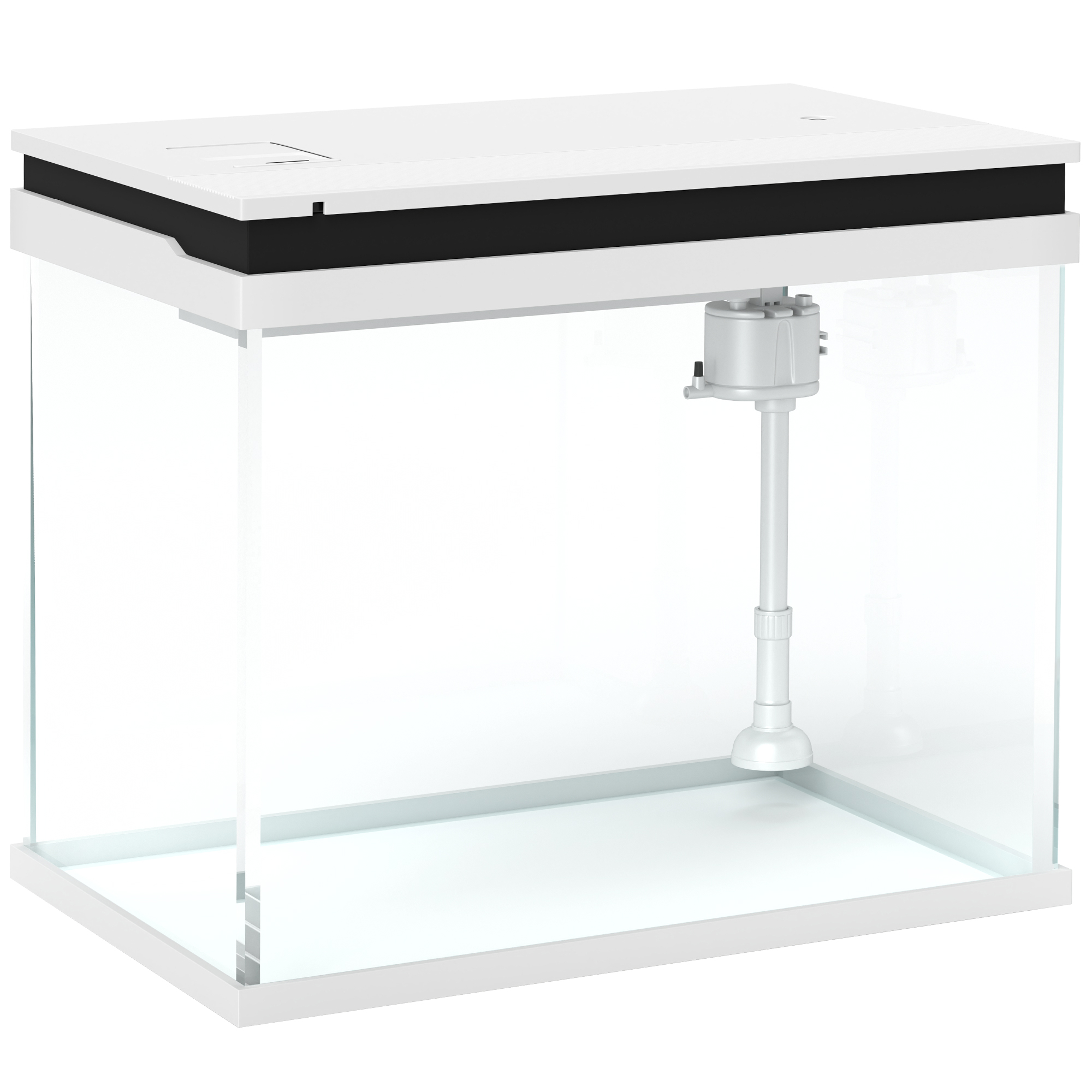 PawHut Aquarium, 41 Liter Glas-Aquarium mit Filtersystem, LED-Lichtern, Wasserpumpe, Kompaktes Aquarium für verschiedene Fischarten, Weiß   Aosom