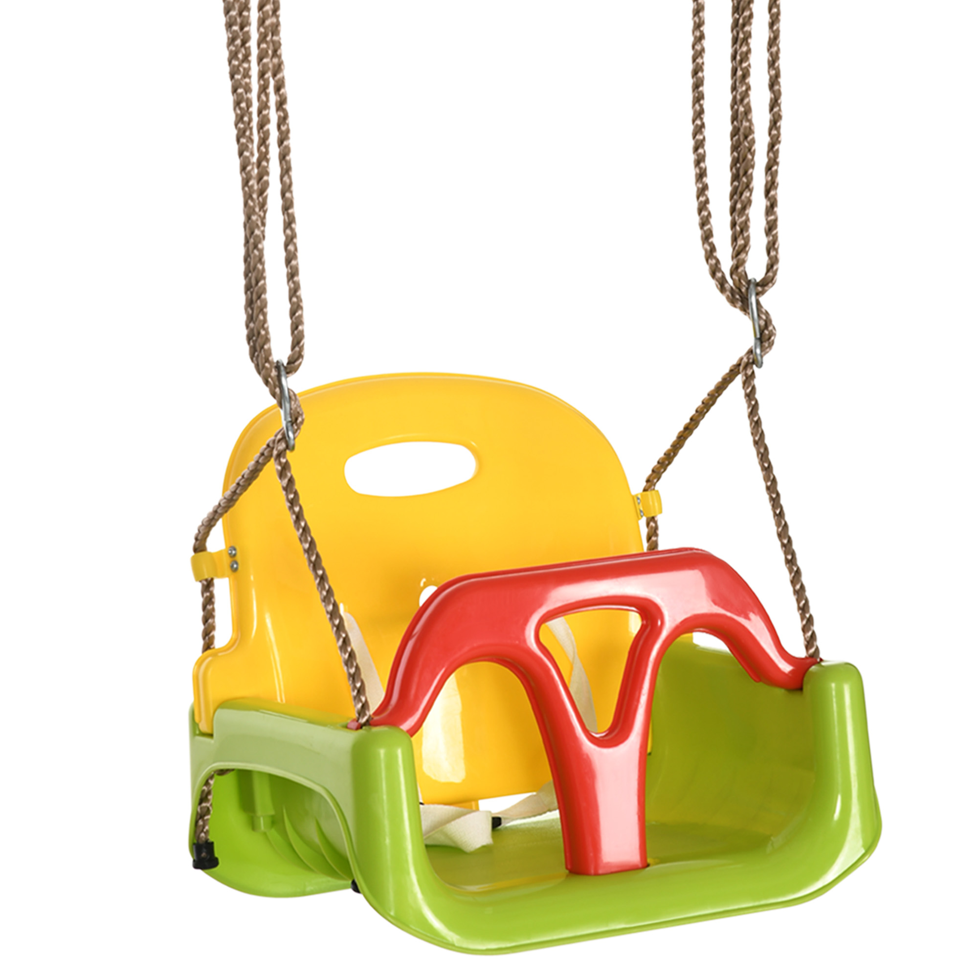 Outsunny Babyschaukel 3 in 1 Kinderschaukel Babysitz verstellbar Mitwachsend Schaukelsitz mit Rückenlehne, Anschnallgurt, für Kinder von 9-36 Monaten, für Outdoor & Indoor, Grün Aosom