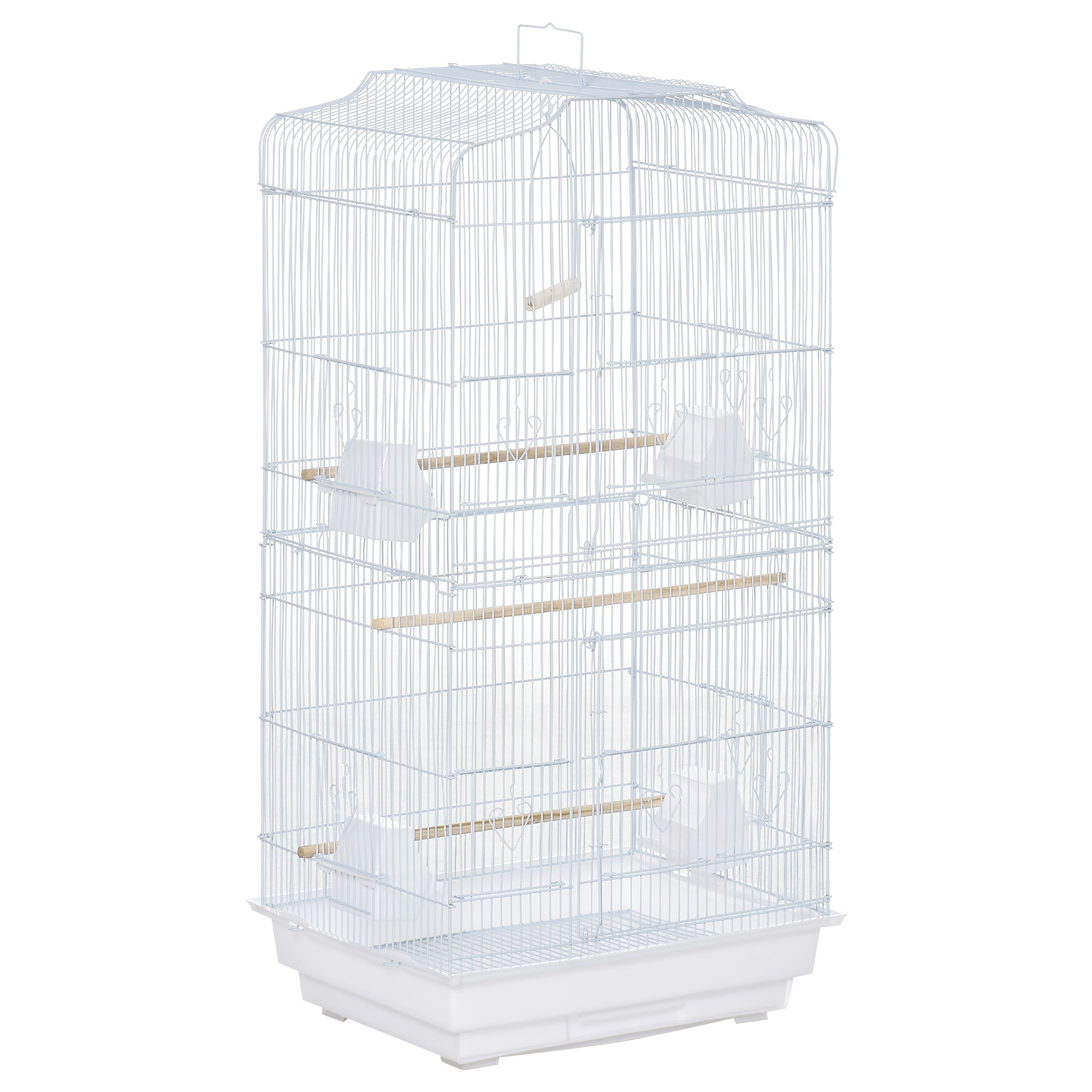 PawHut Vogelkäfig Vogelhaus Wellensittich Voliere mit herausnehmbarer Bodenschale 47,5 x 36 x 91 cm in Weiß für gesunde Vogelhaltung Aosom.de