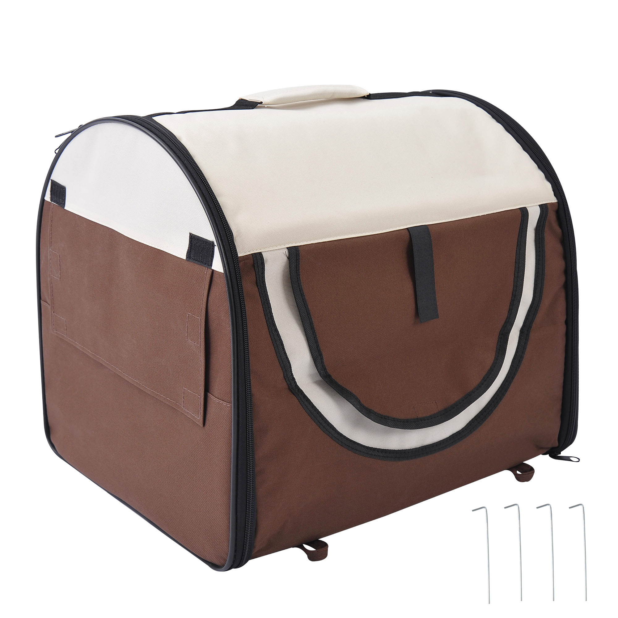 PawHut Hundebox Faltbare Hundetransportbox & Haustierrucksack mit Kissen, wasserdicht, Oxfordstoff, Kaffee Aosom