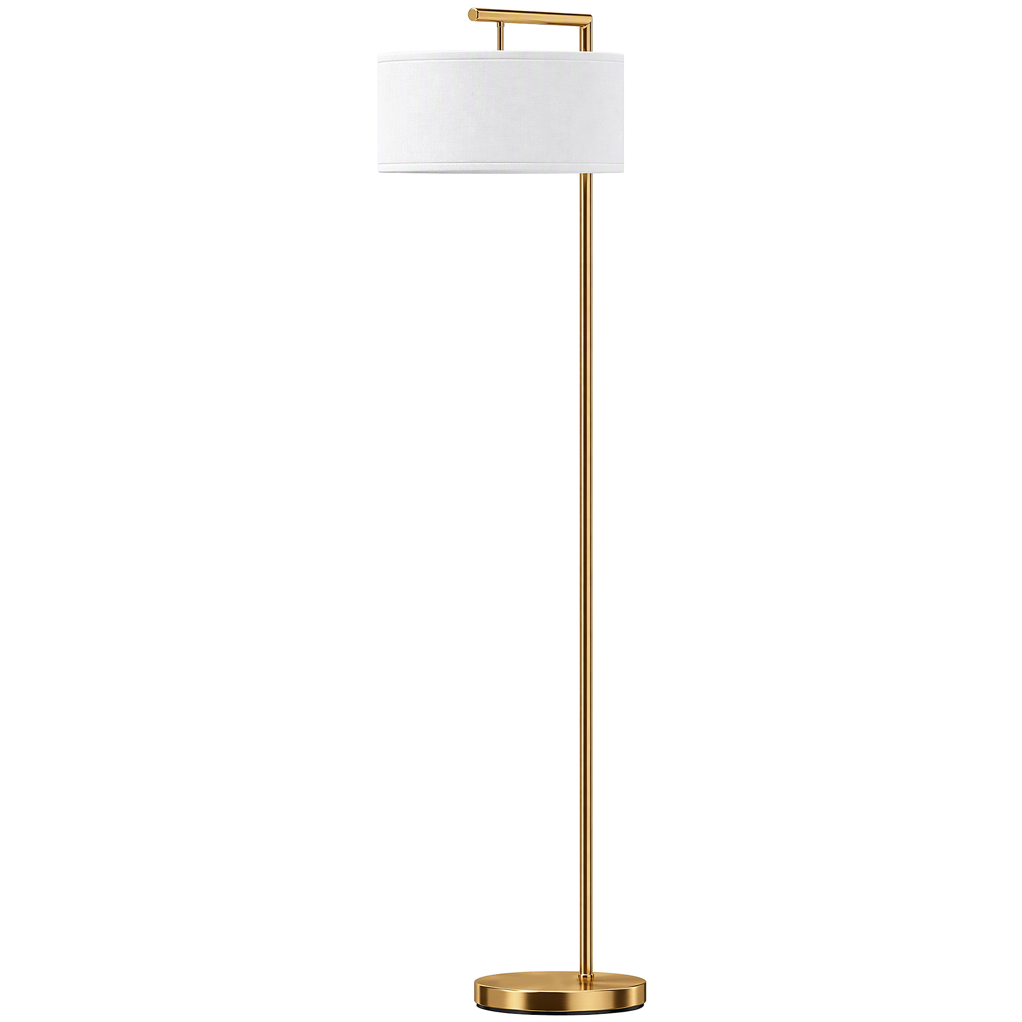 HOMCOM Stehlampe E27 Sockel Stehleuchte für Wohnzimmer Schlafzimmer Büro, Metall Stahl Leinen Gold Weiß 47x37x153 cm Aosom.de