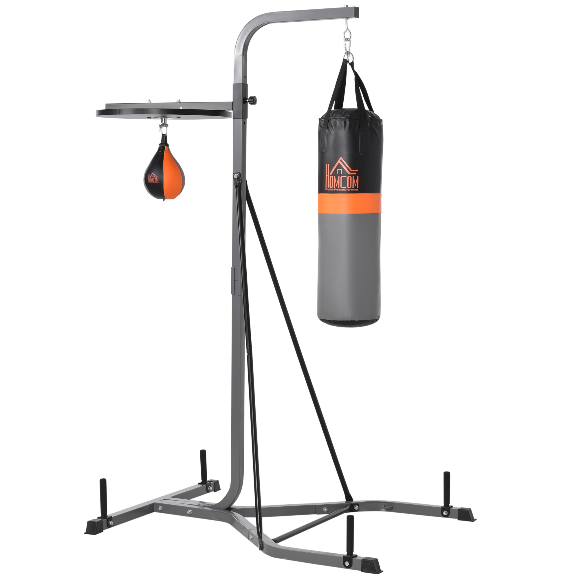 HOMCOM Boxsackständer 2-in-1 mit 20 kg Boxsack & Punchingball, freistehende Boxstation, höhenverstellbar bis 100 kg, stabiler Stahl Aosom.de