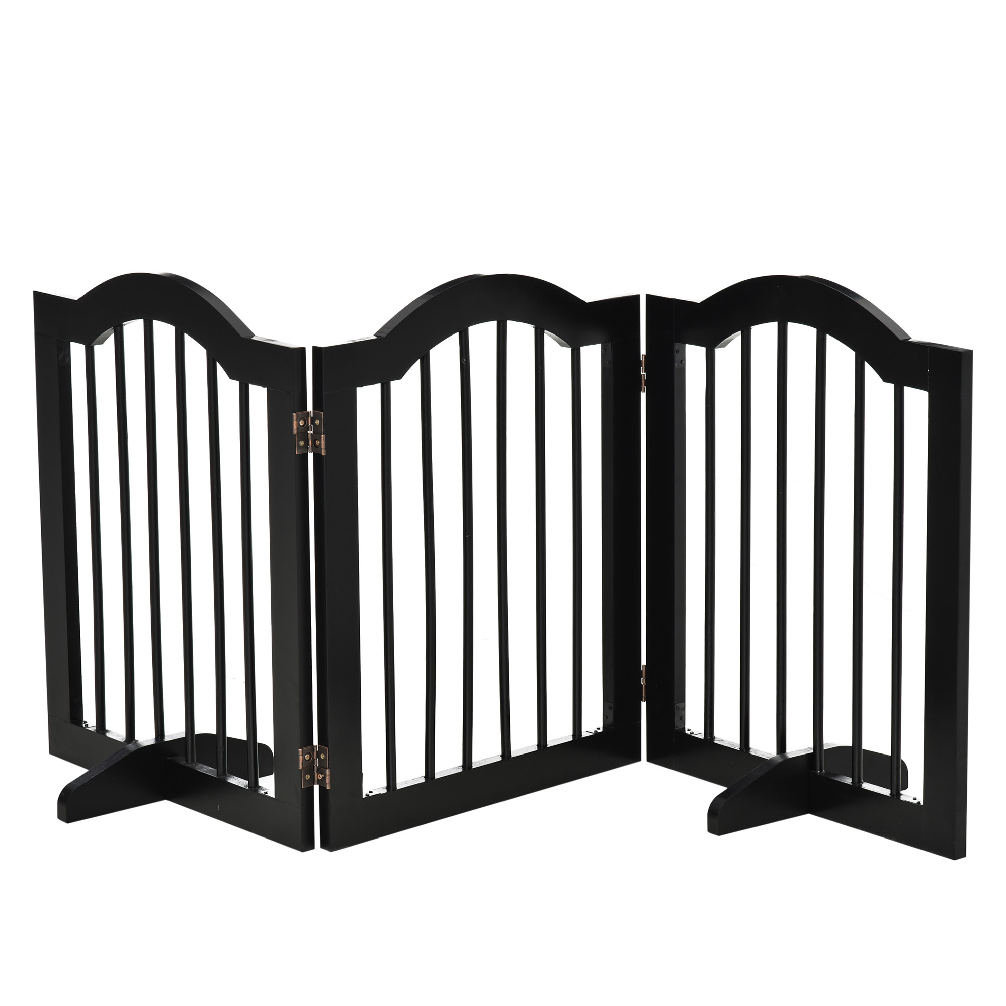 PawHut Hundegitter Wohnung, Hunde Absperrgitter, Schutzgitter, stabil, faltbar, 154,5x29,5x61cm, Holz, Schwarz   Aosom.de