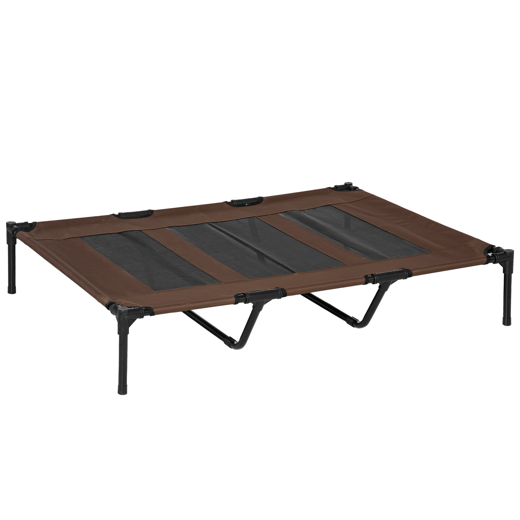PawHut Hundebett Outdoor Hundeliege 122x92 cm, Katzenbett aus Metall & Oxford-Gewebe, kaffeebraun, idealer Schlafplatz für Haustiere   Aosom.de