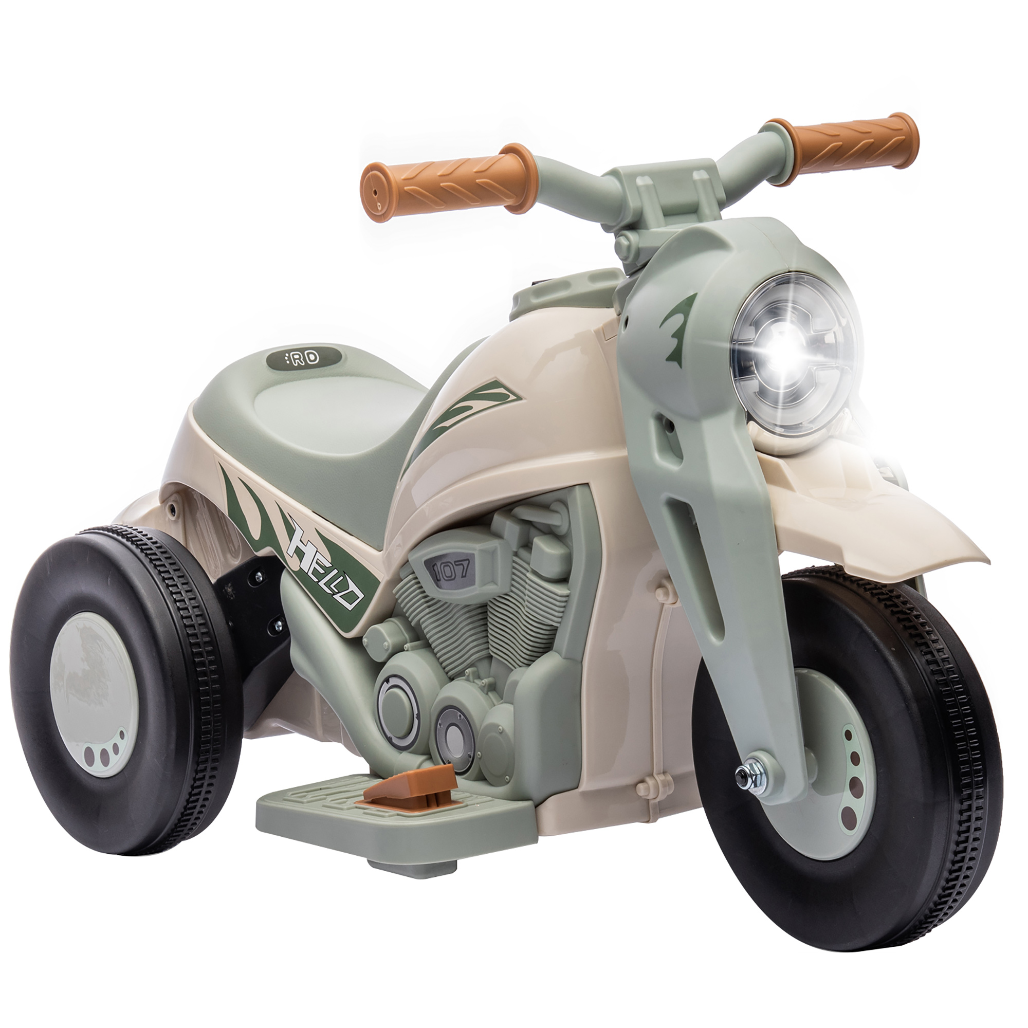 AIYAPLAY Kinder Elektro-Motorrad, 6V Kindermotorrad mit Musik, Blasen, Kinderfahrzeug mit Scheinwerfer, 2,5-3 km/h, für 2-5 Jahre Kinder, max. 30 kg, Cremeweiß   Aosom