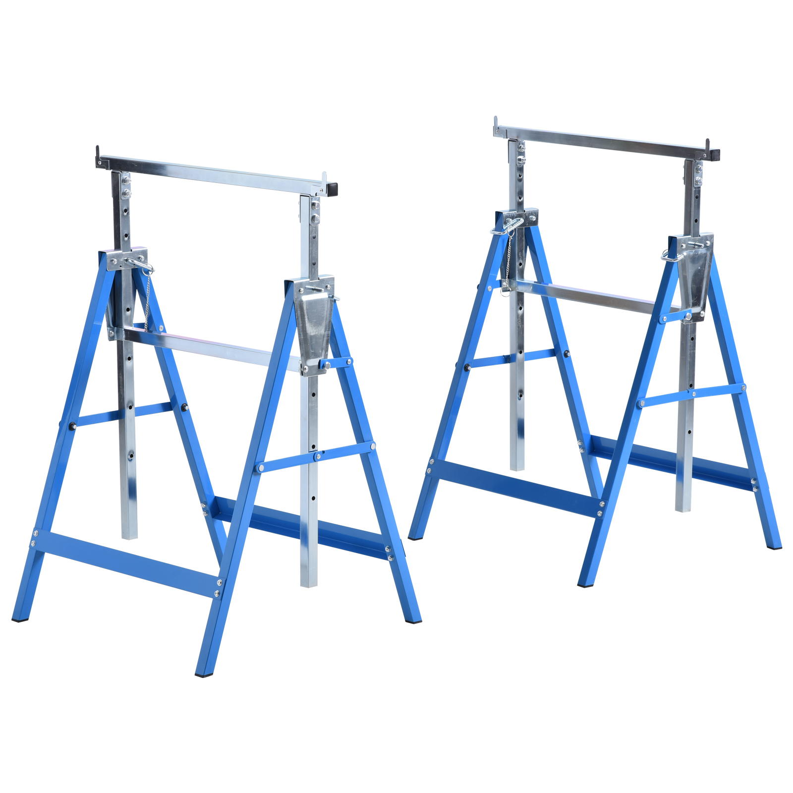 HOMCOM 2 x Gerüstbock Unterstellbock Klappbock höhenverstellbar bis 200kg Stahl Blau 68x58x80-130cm für Bau & Renovierung Aosom.de