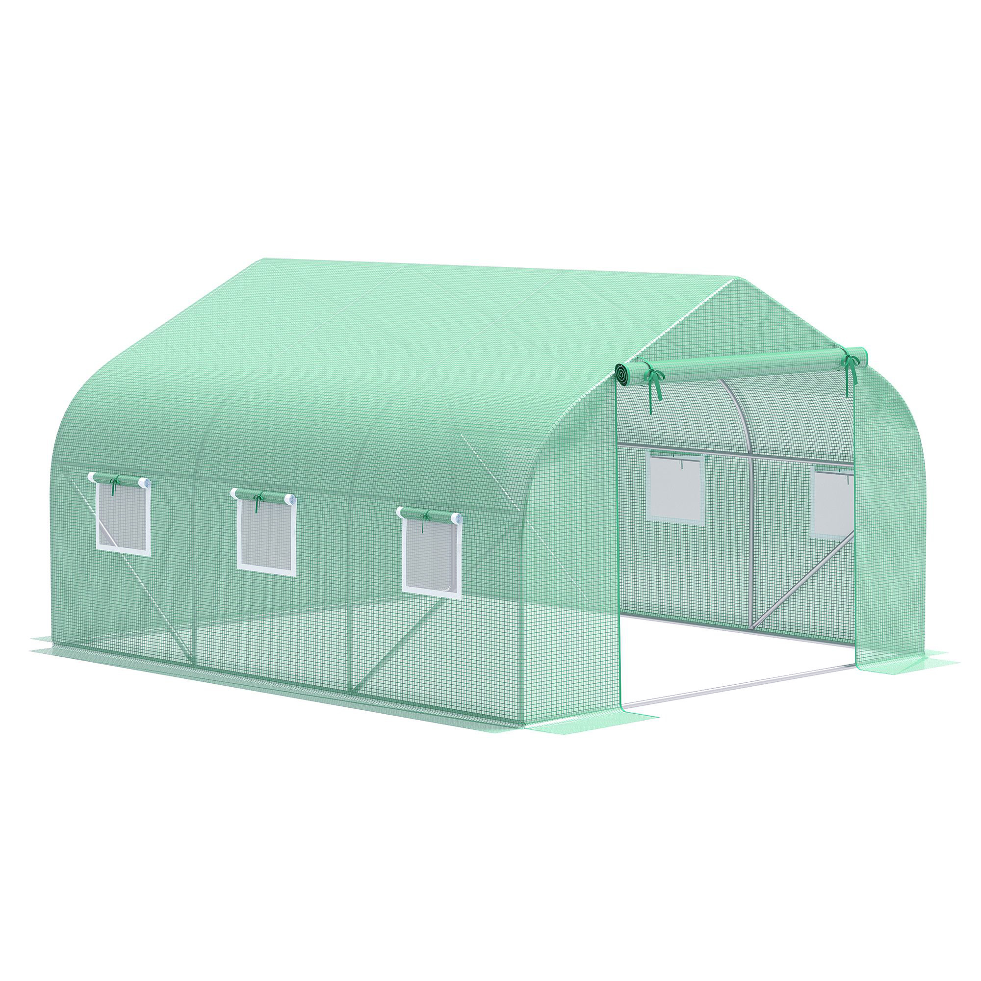 Outsunny Foliengewächshaus Treibhaus 350x300x200 cm Giebeldach ideal für Tomaten und Pflanzen Aosom.de