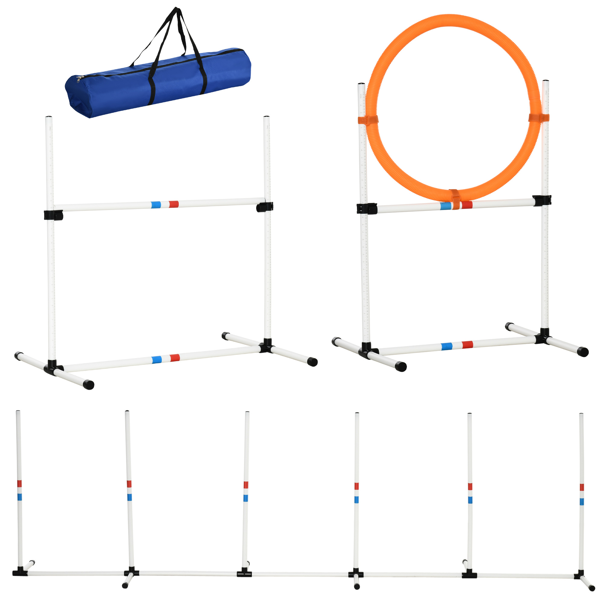 PawHut 3-teiliges Hunde Agility Set für Haustiere, Hundetrainingsset mit Tragetasche, leicht zu transportieren, Kunststoff in Weiß und Gelb   Aosom.de