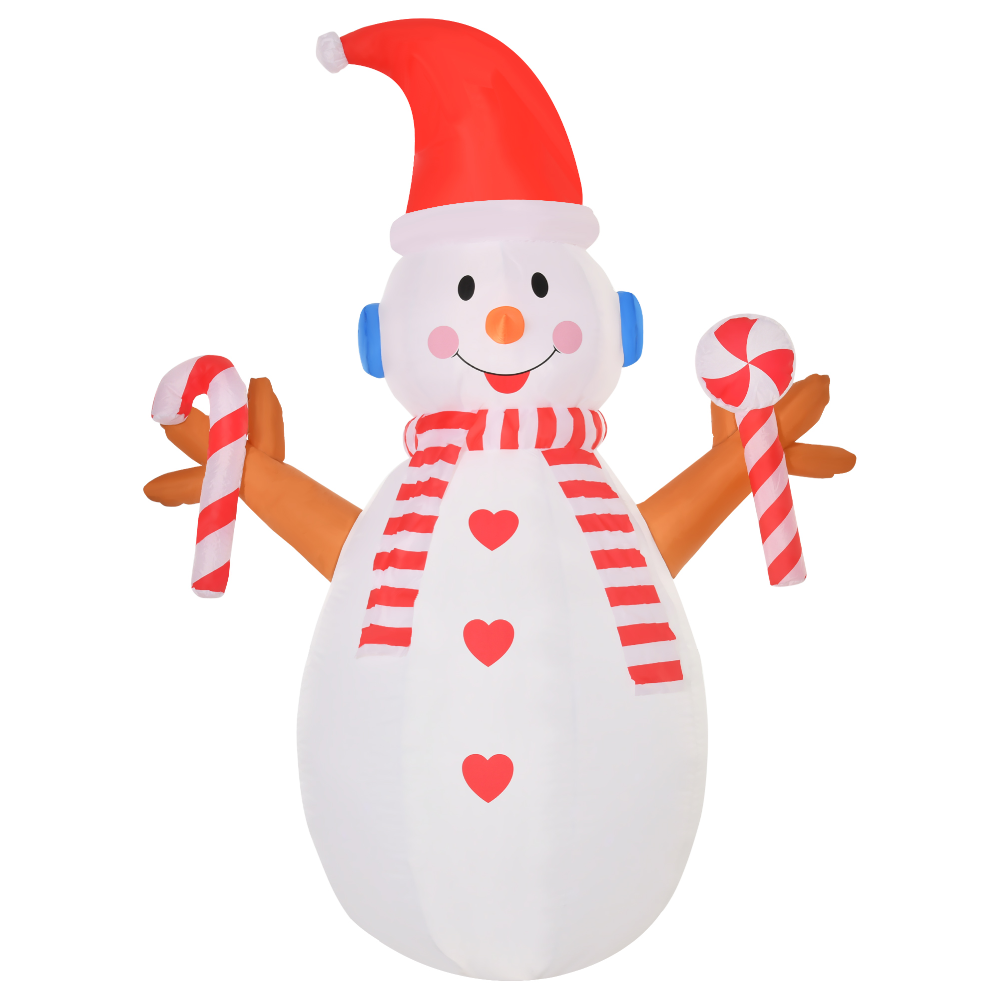 HOMCOM Aufblasbarer Schneemann 240 cm mit rotierender Beleuchtung Weihnachtsdeko für Garten & Party, weiß-rot, 180 x 100 cm Aosom.de