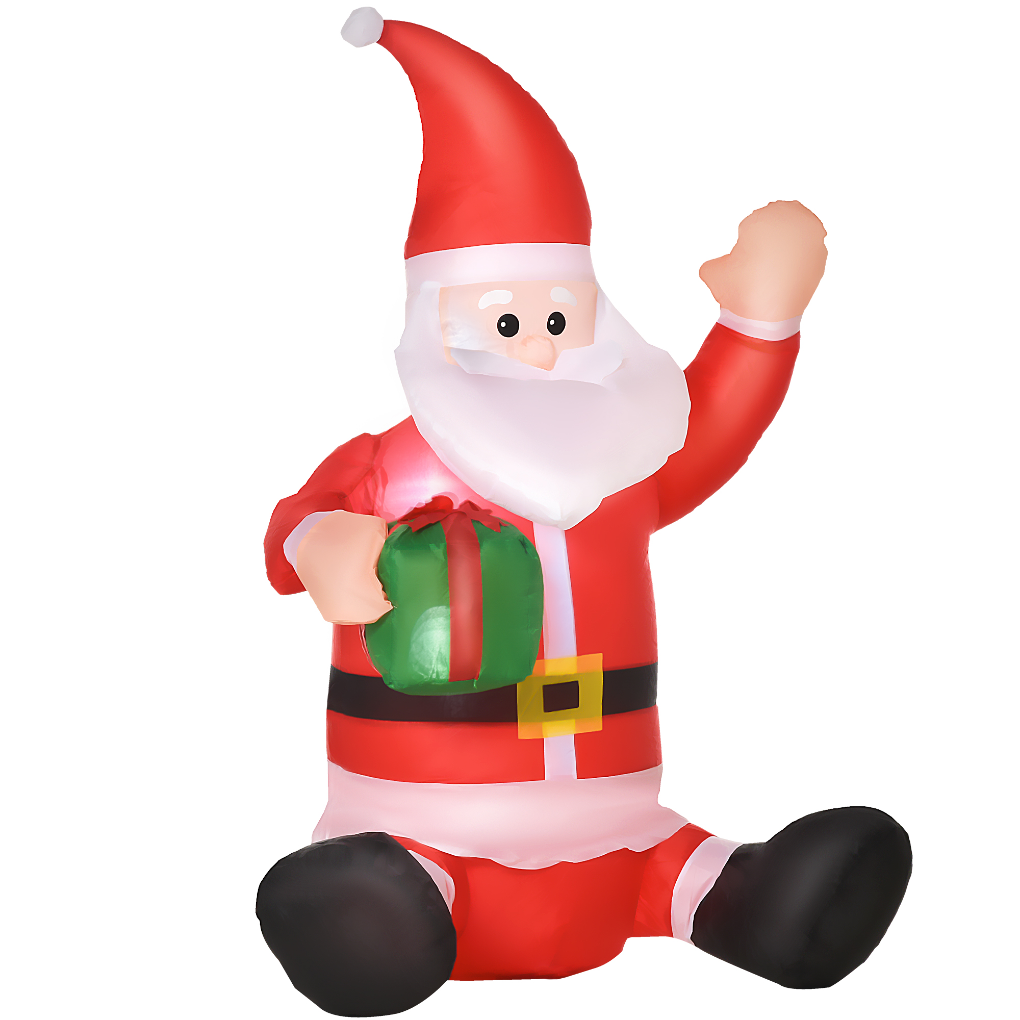 HOMCOM Selbstaufblasbarer Weihnachtsmann LED Weihnachtsdekoration mit Geschenk und Gebläse, rot, 70x50x120cm für festliche Stimmung Aosom.de