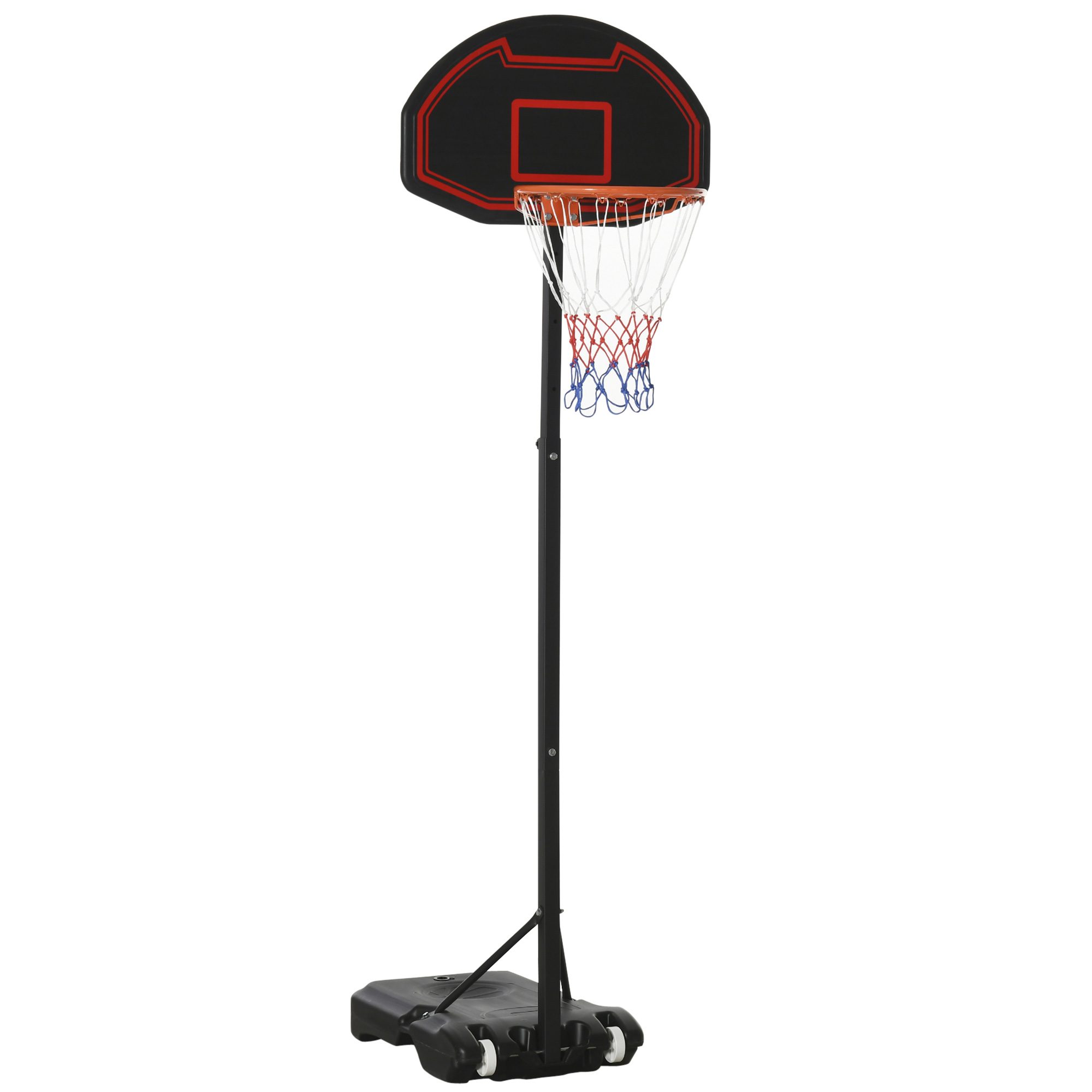 HOMCOM Basketballkorb mit Ständer Outdoor höhenverstellbar 195-250 cm für Kinder 8-14 Jahre mit Rädern Aosom.de