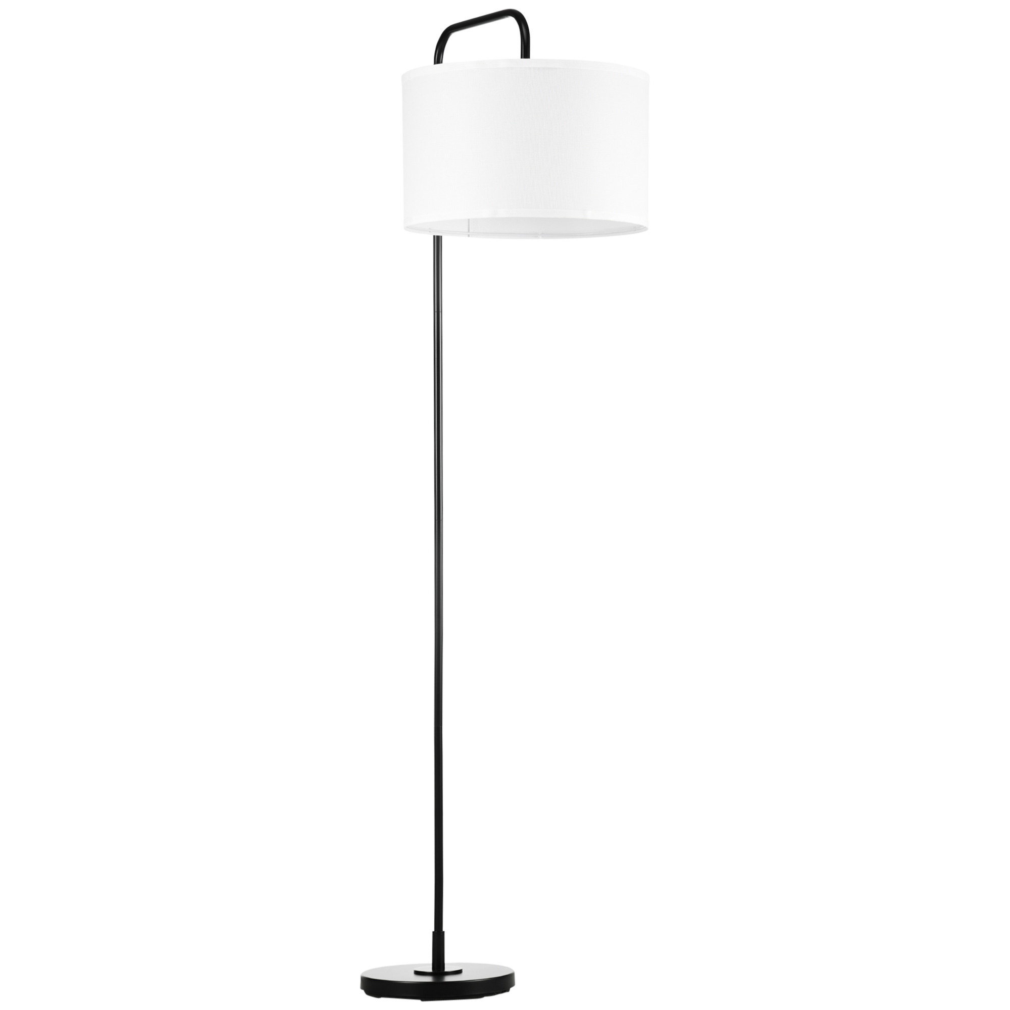 HOMCOM Stehlampe für das Wohnzimmer in modernem schwarzen Metall mit Lampenschirm und 180 cm Kabel - 64 x 38 x 163,5 cm Aosom