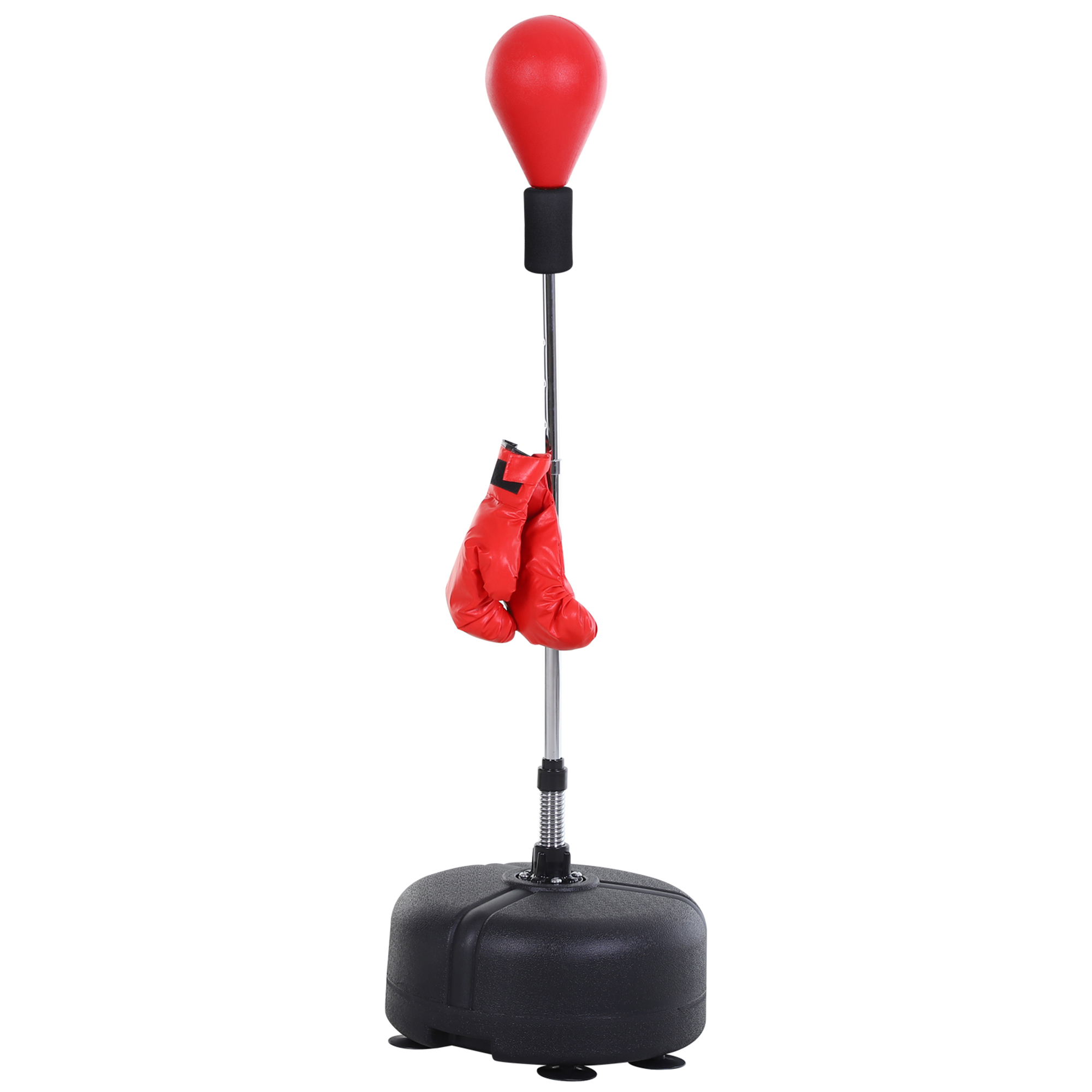 HOMCOM Punchingball mit Ständer, 136-154 cm höhenverstellbar Boxsack, Standboxball mit Boxhandschuhen, für Jugendliche und Erwachsene, für Ausrüstung, Stressabbau, Fitness, Rot Aosom