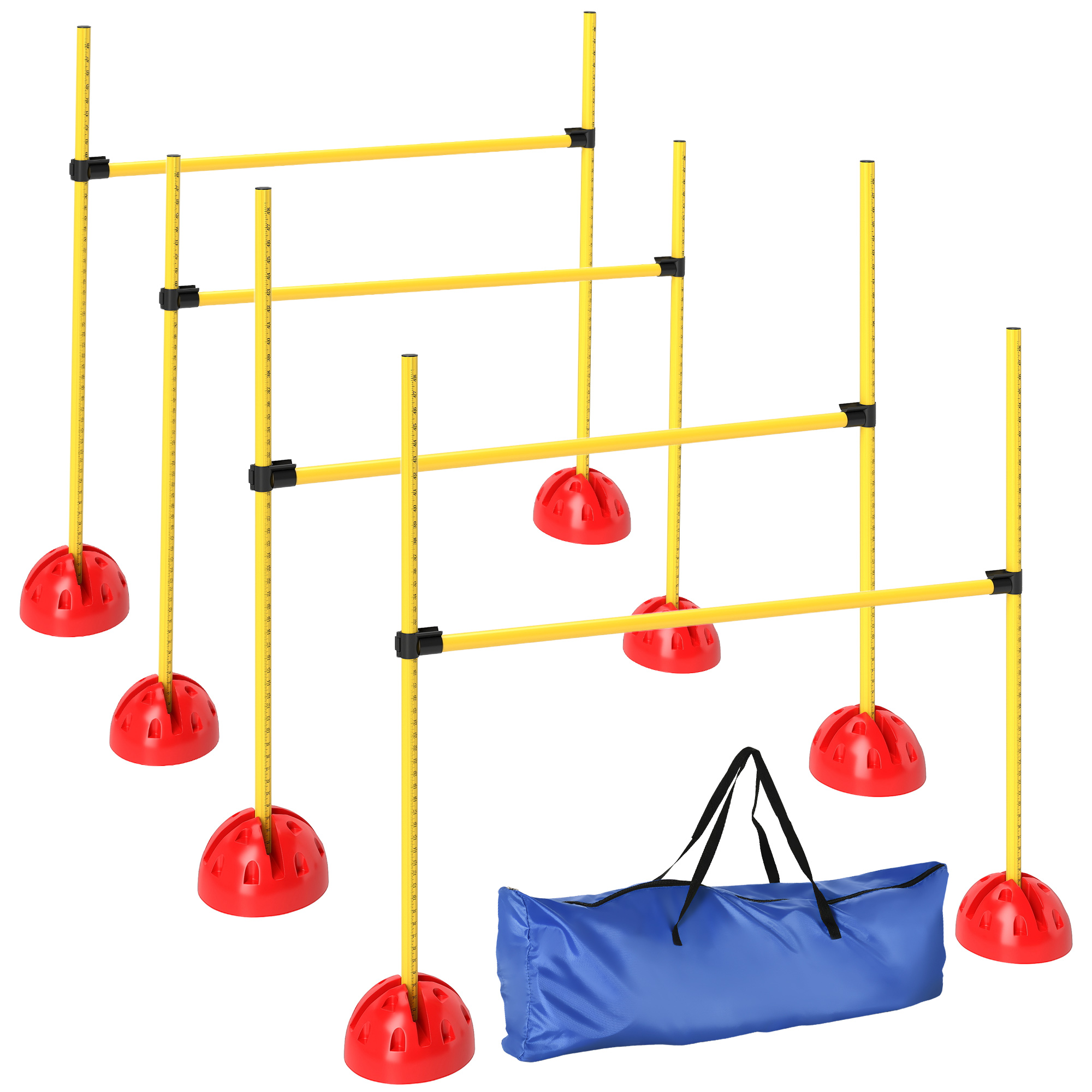 PawHut Agility Set Hunde 5-teiliges befüllbar Agility-Ausrüstung für Hundetraining Steckhürdenset mit höhenverstellbar Hürden Tragetasche Trainingszubehör Koordinationstraining für Spiele Training Aosom