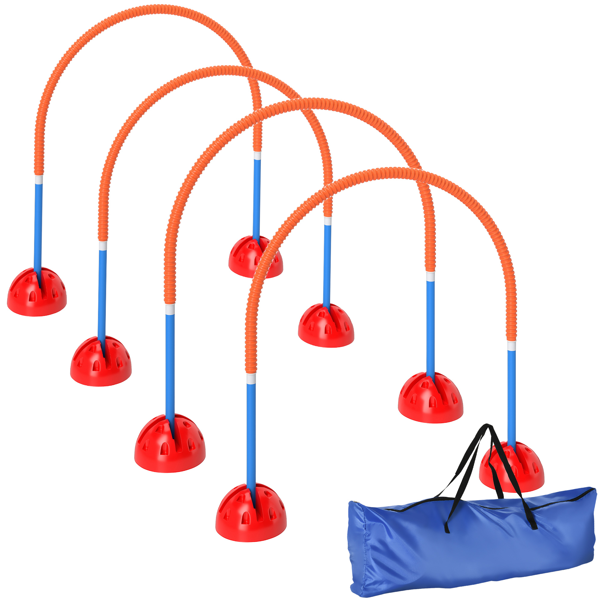 PawHut Agility Set Hunde 5-teiliges befüllbar Agility-Ausrüstung für Hundetraining Steckhürdenset mit verstellbar Agilitätstüren Tragetasche Trainingszubehör Koordinationstraining für Spiele Training Aosom